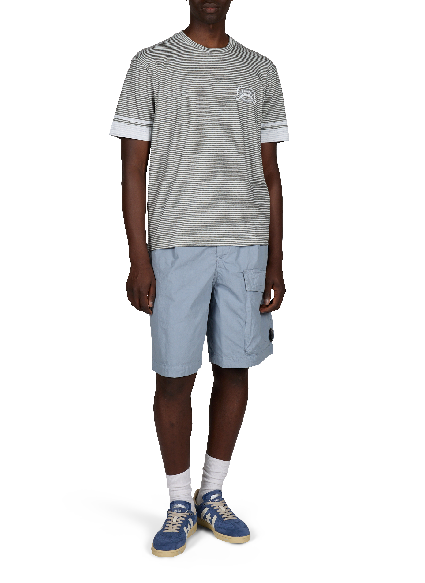 Striped cotton T-shirt CP COMPANY Grey