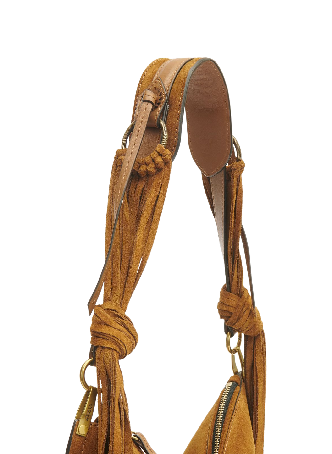 Sac à bandoulière Oskan soft zip en veau velours ISABEL MARANT Marron