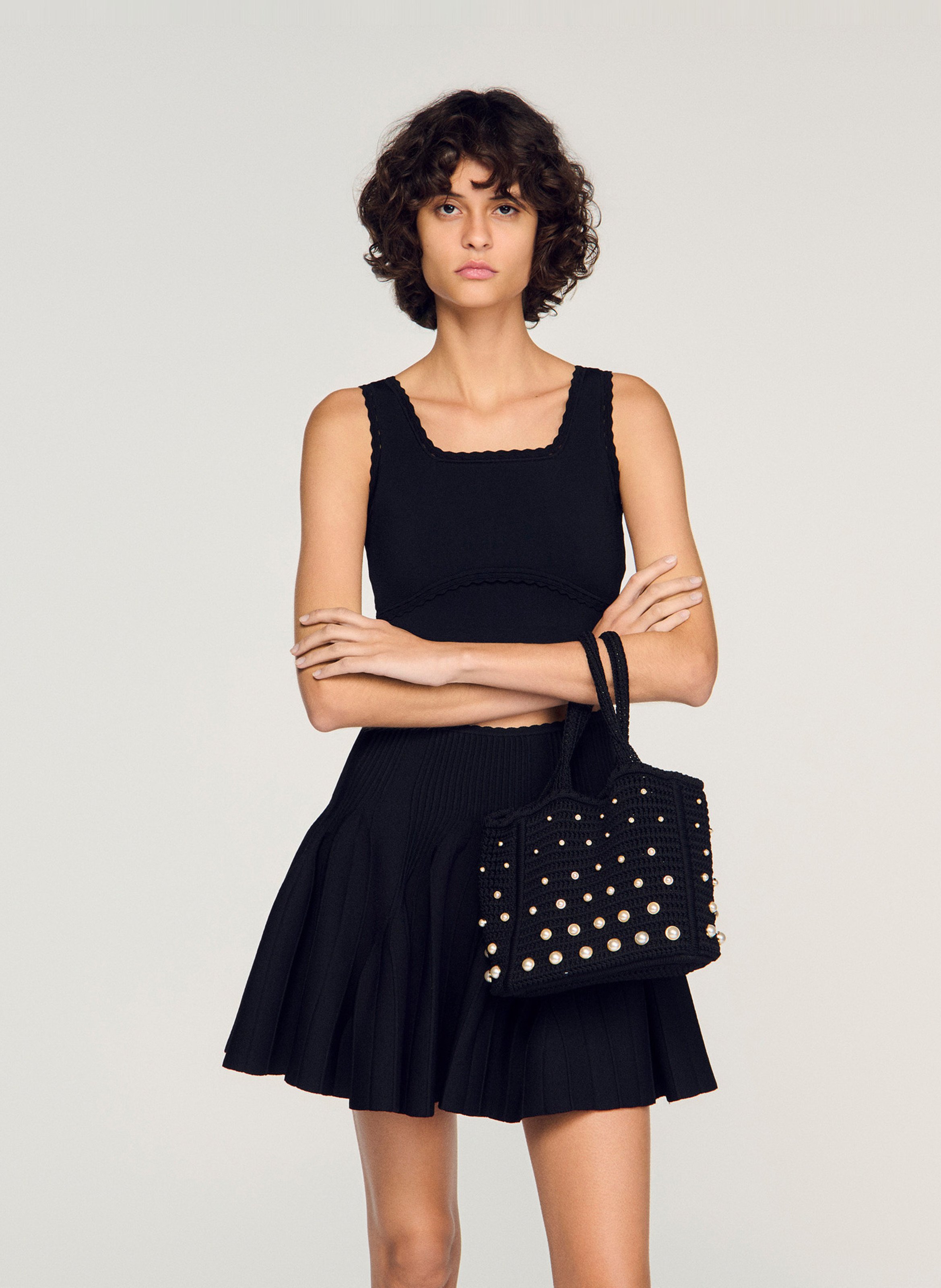 Sac en maille porté main SANDRO Noir