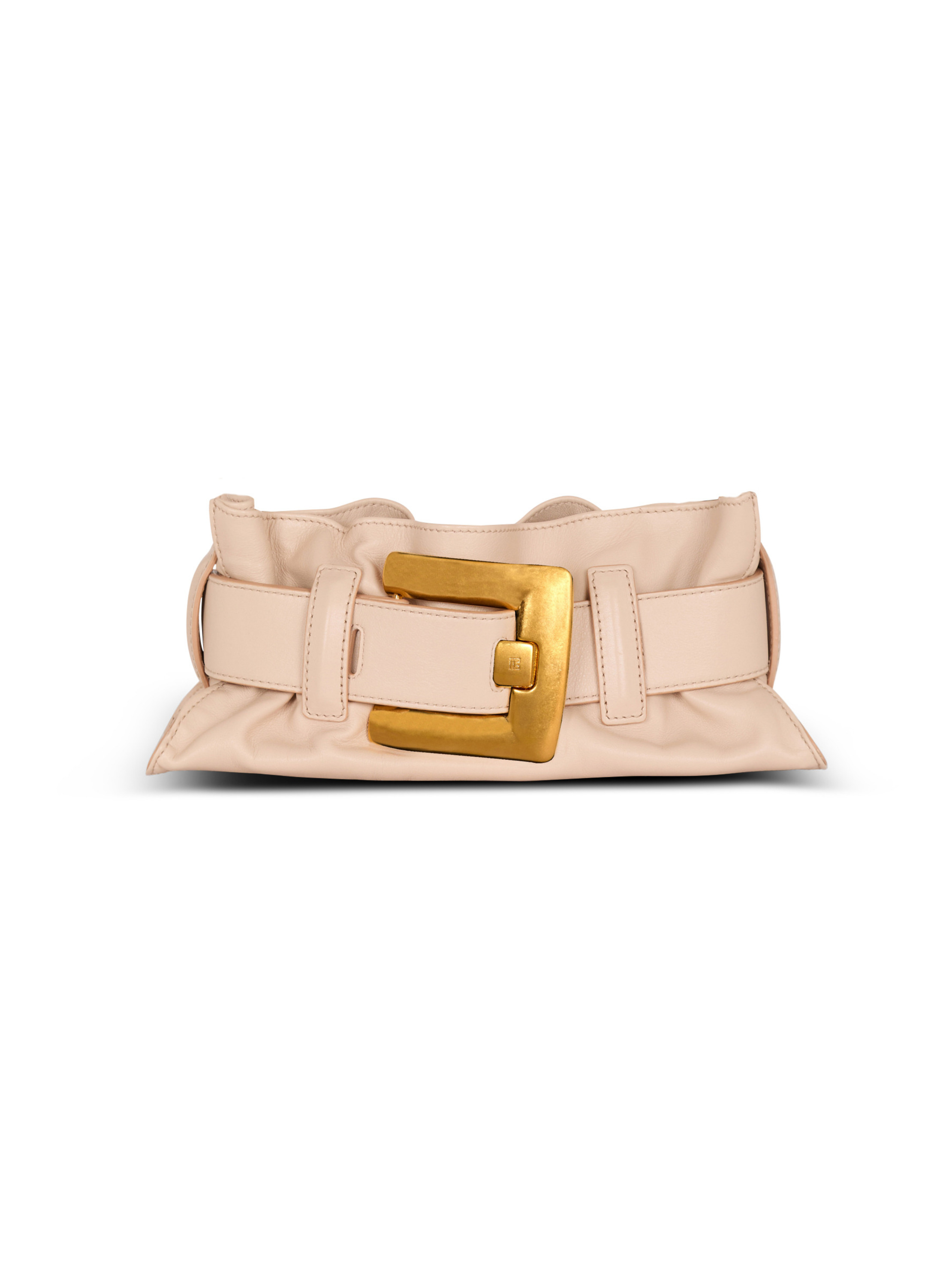 Sac anthem small shoulder en cuir de veau BALMAIN Beige