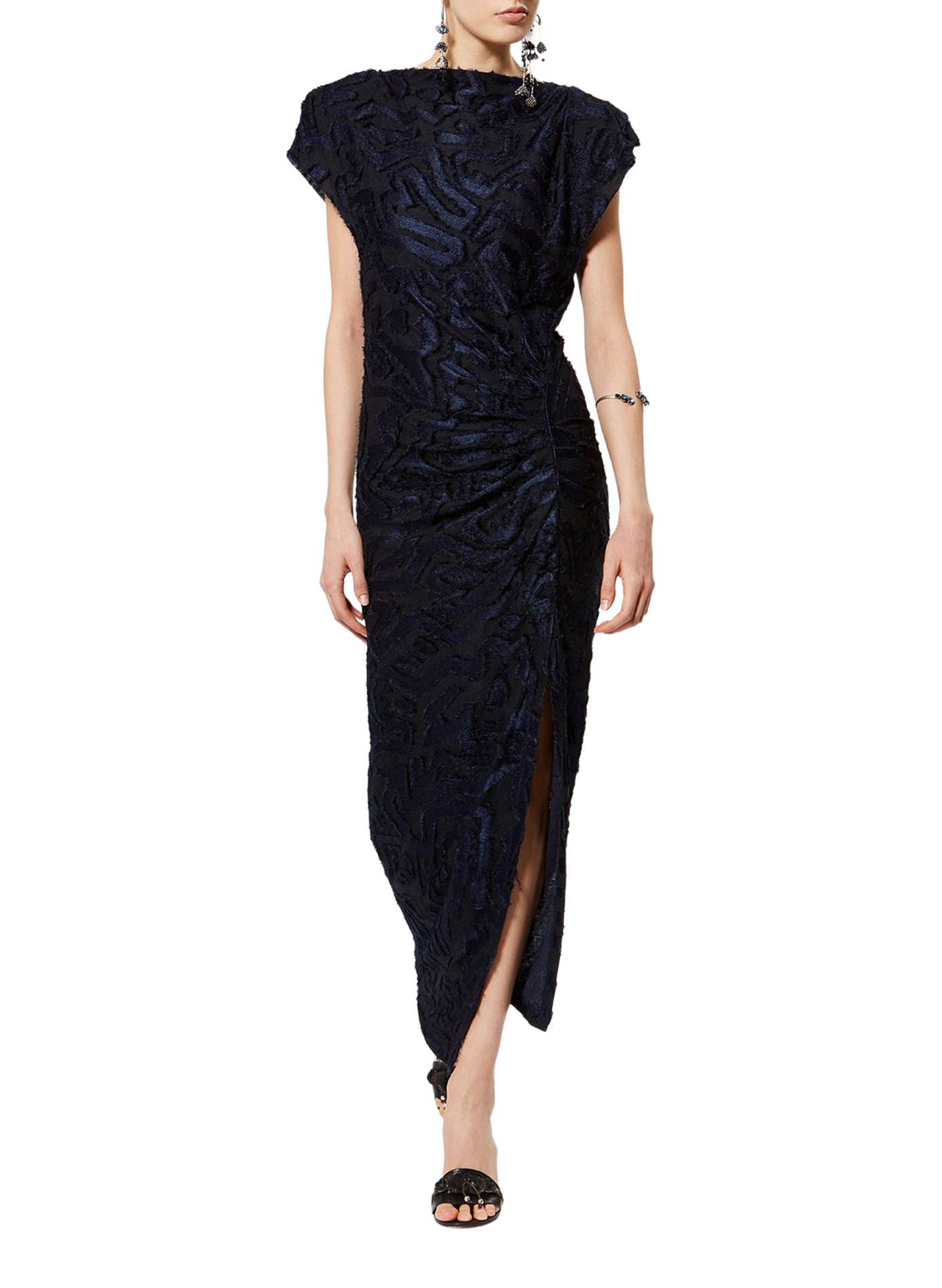 Slit long dress in jacquard fabric ISABEL MARANT Blue