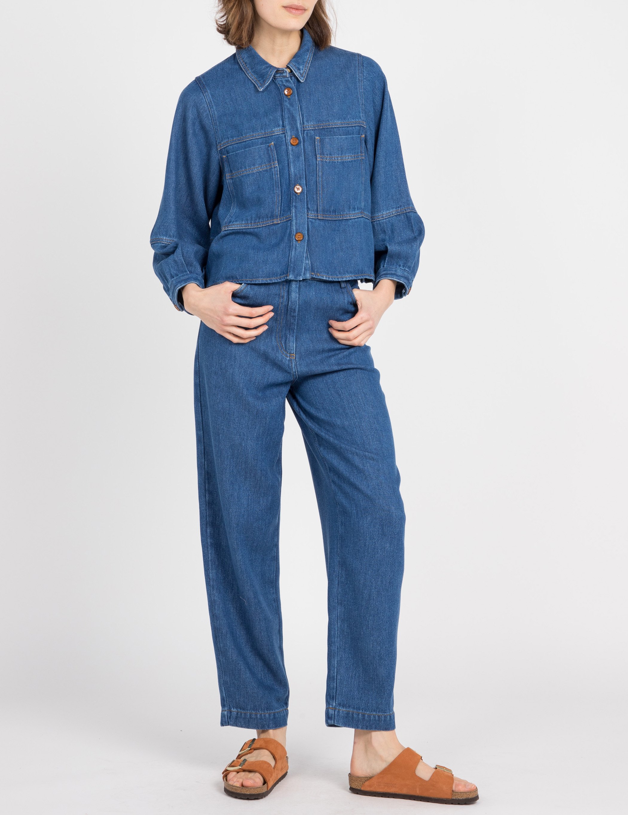 Veste col classique en jean leone SESSUN Bleu