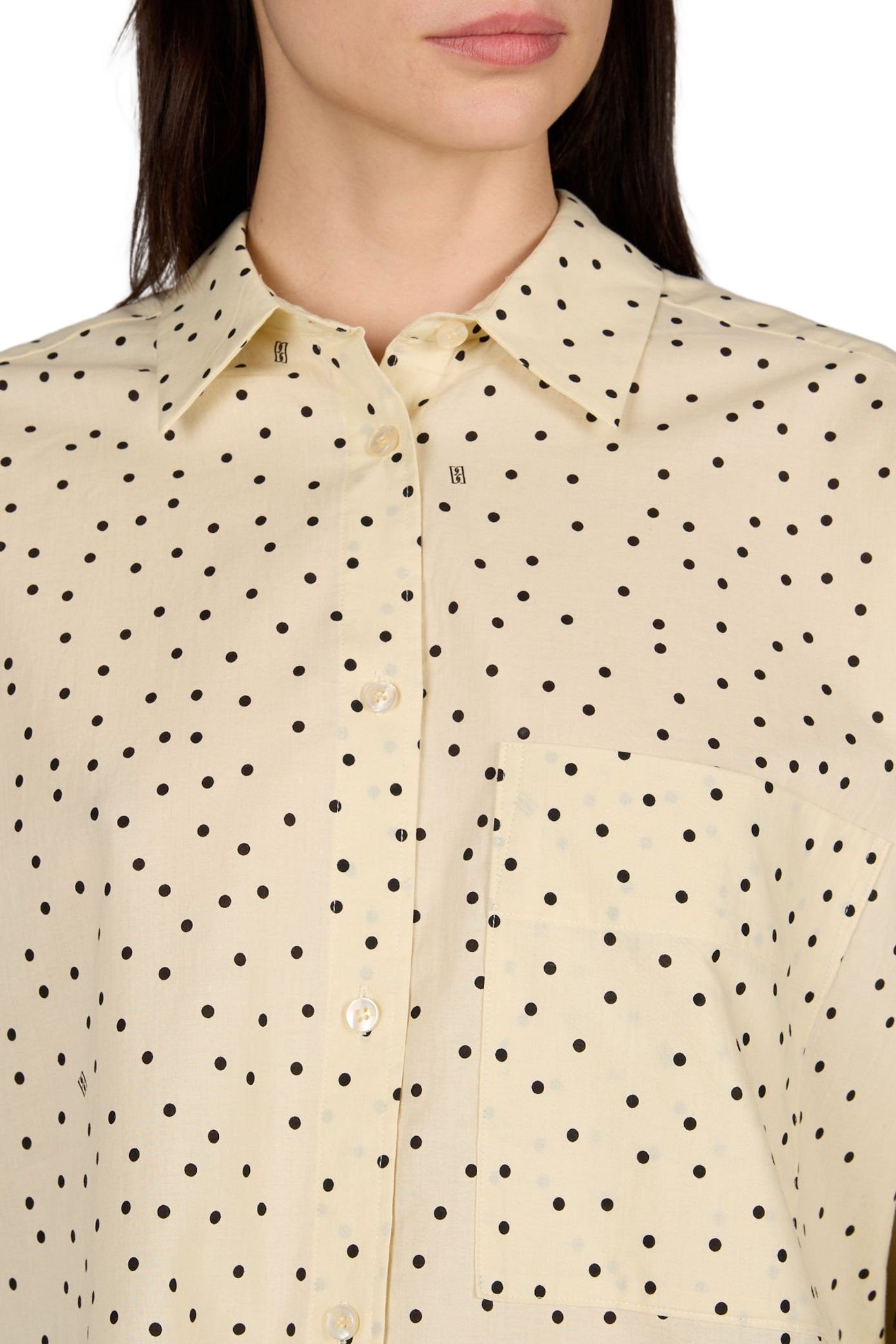 Derris shirt with polka dot print in cotton BY MALENE BIRGER Beige