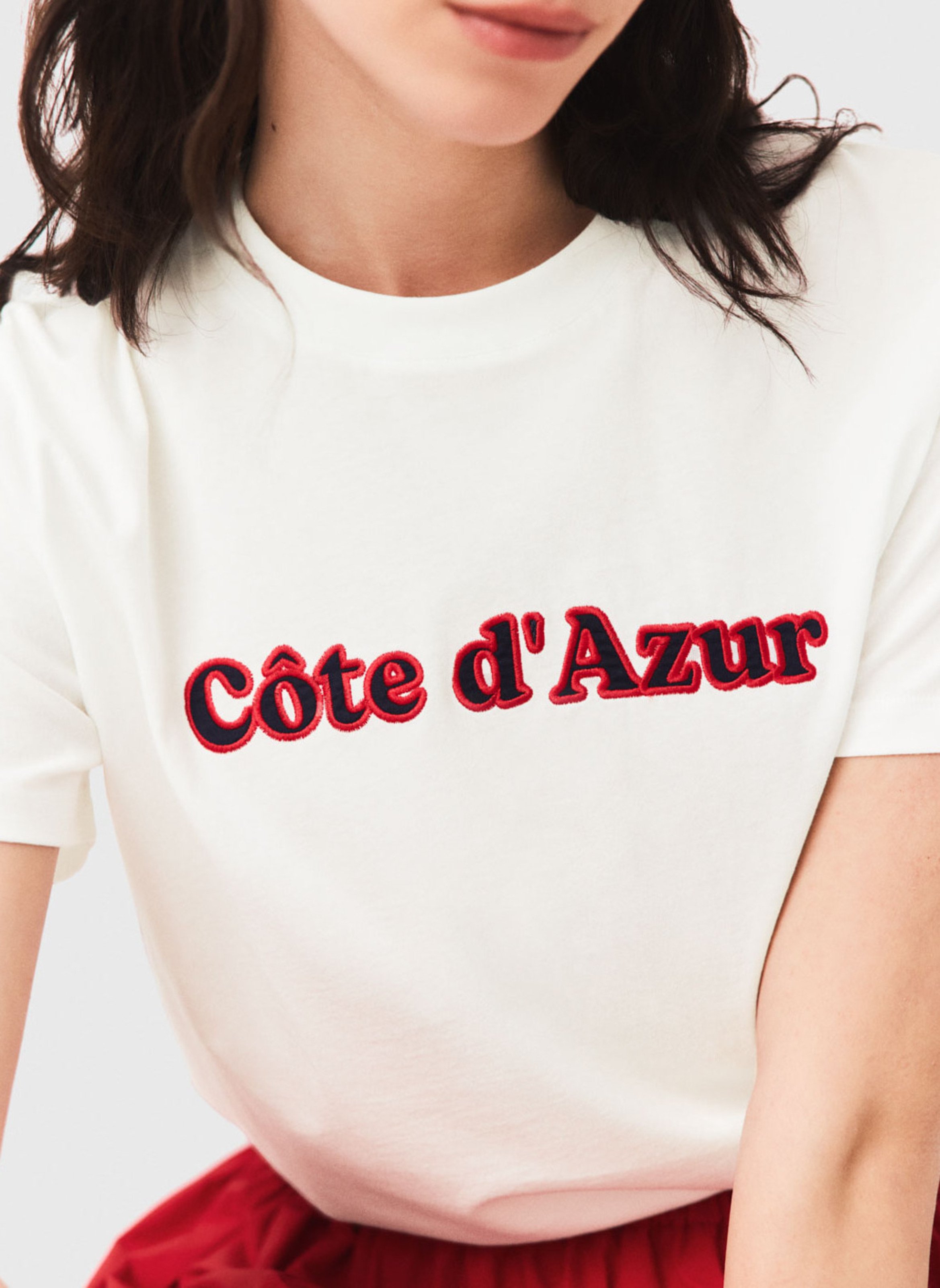 T-shirt droit en coton MAJE Blanc