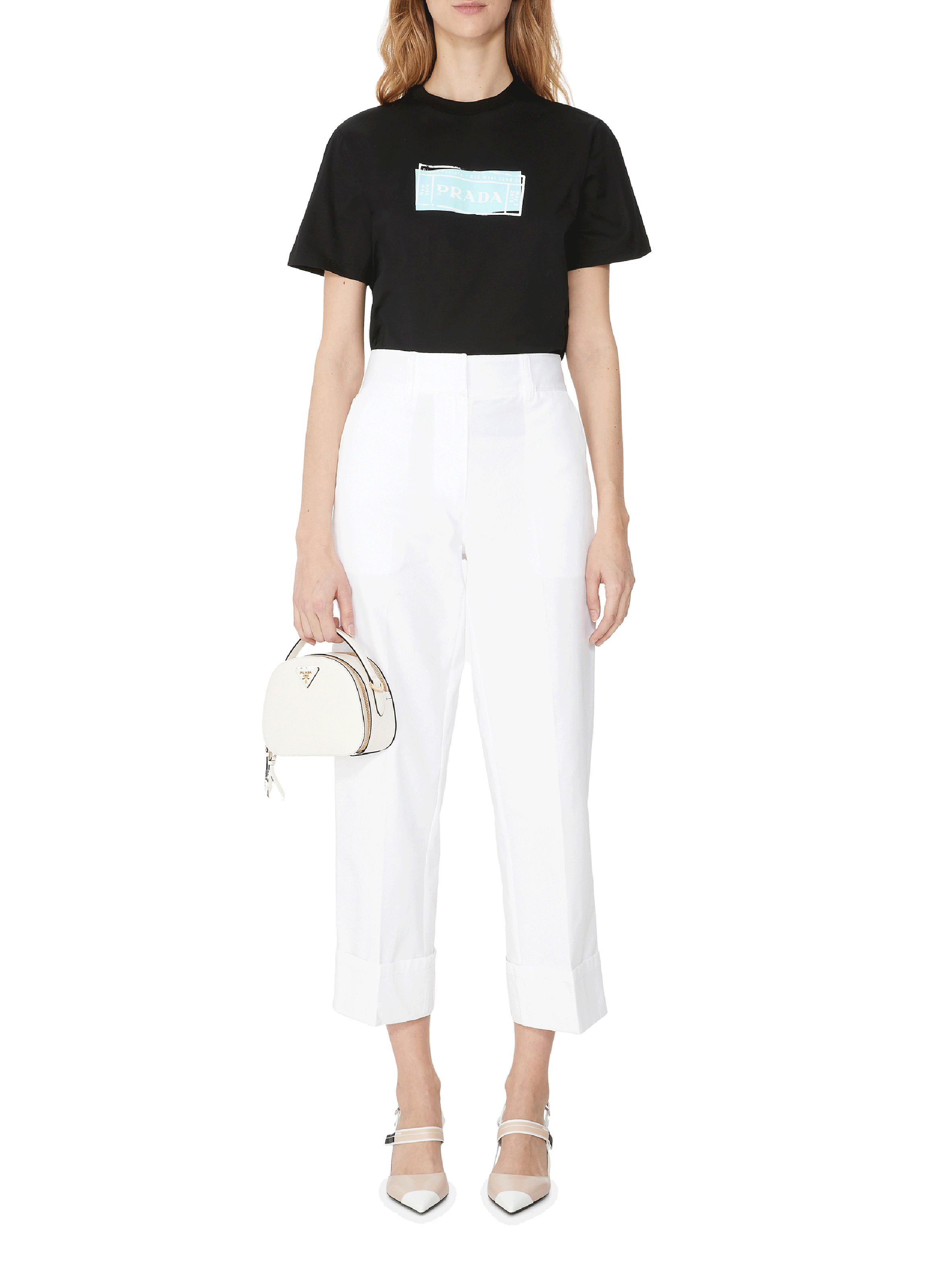 Pantalon en popeline de coton PRADA Blanc