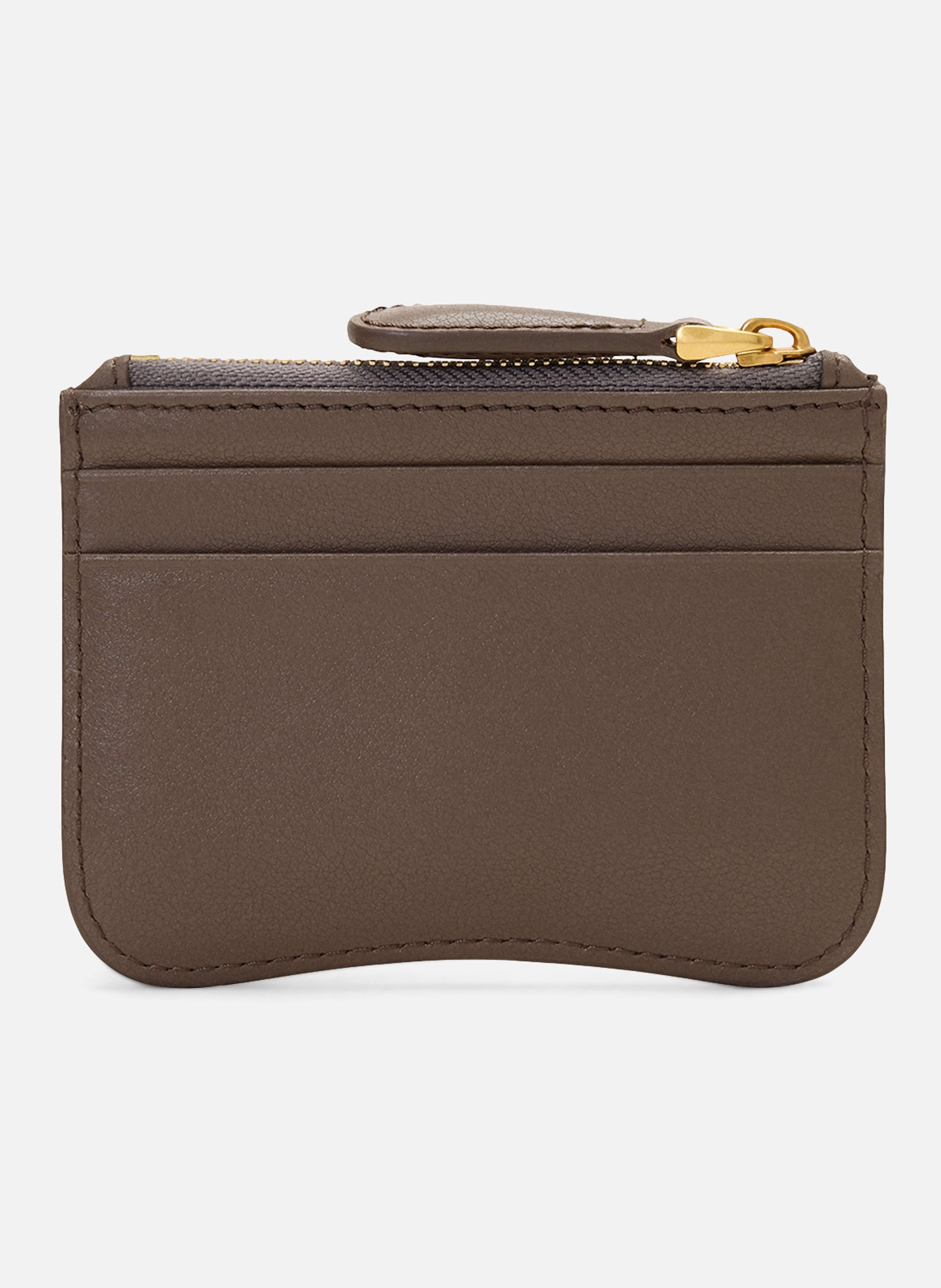 Porte-cartes paris paris zippé unisexe en cuir de vachette AMI PARIS Marron