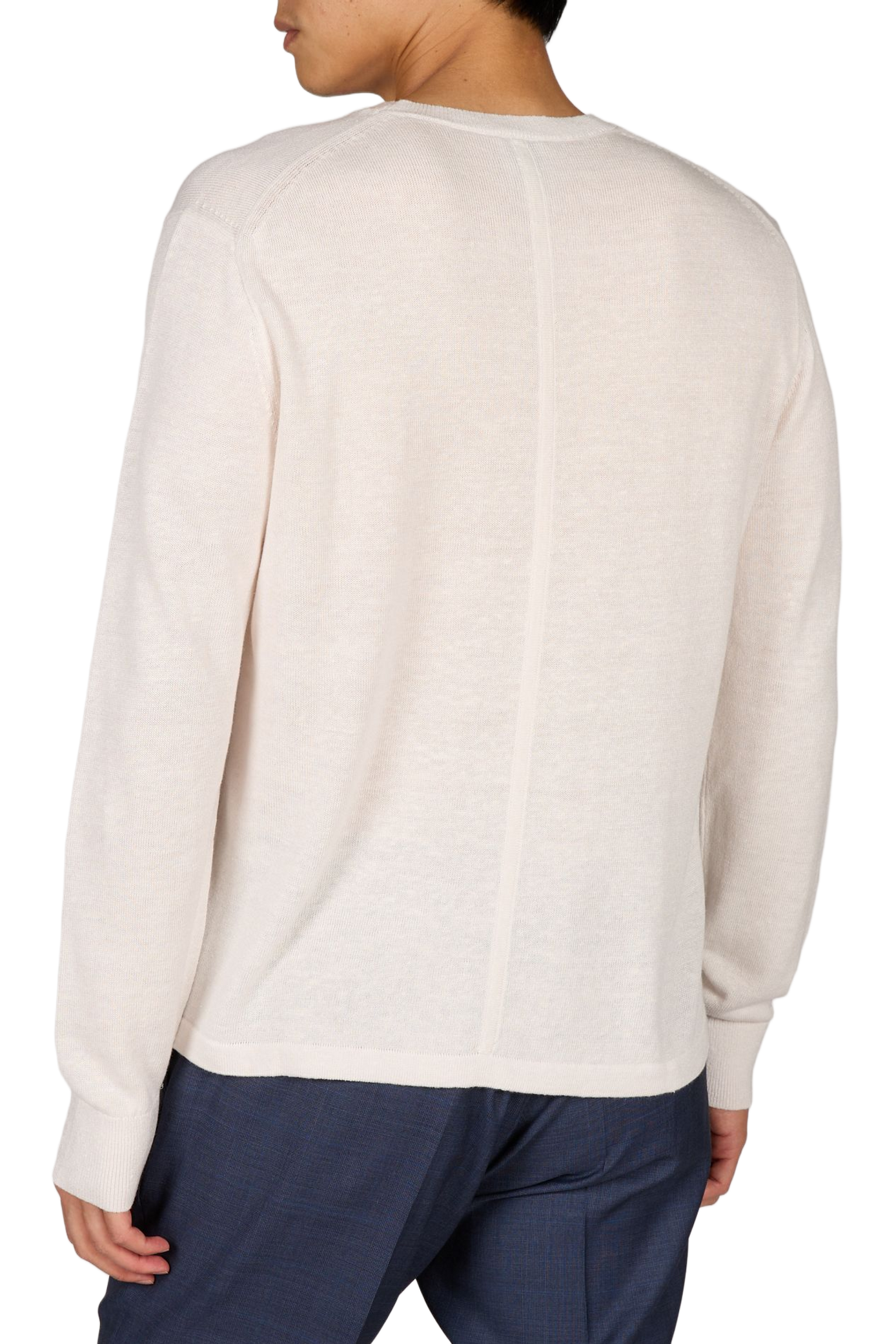 Straight fit round neck linen blend sweater CALVIN KLEIN Beige