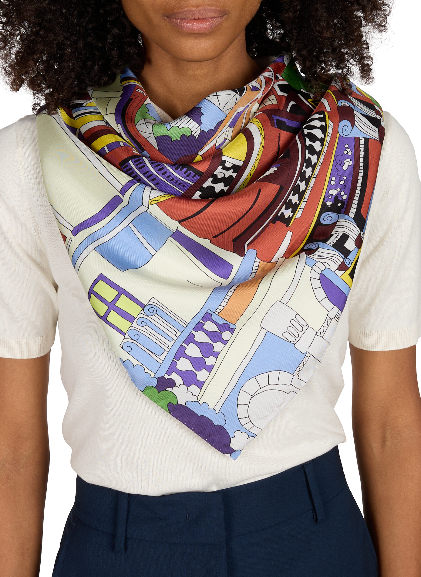 Printed silk floaty scarf AU PRINTEMPS PARIS Multicolour