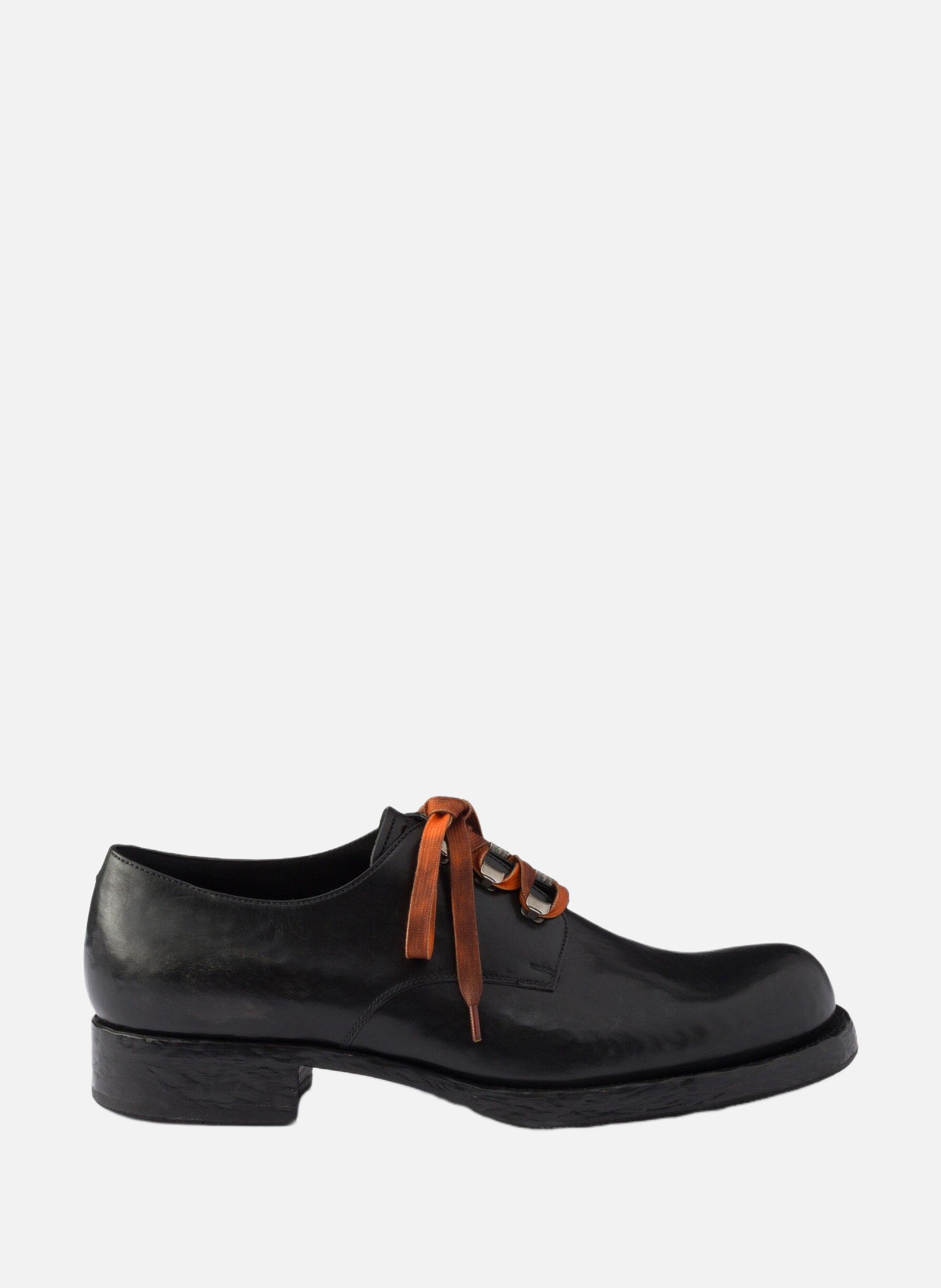 Chaussures à lacets en cuir vieilli PRADA Noir