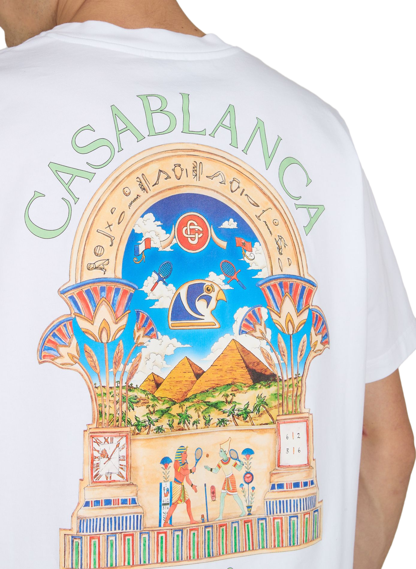 Tee-shirt droit col rond sérigraphié en coton CASABLANCA PARIS Blanc