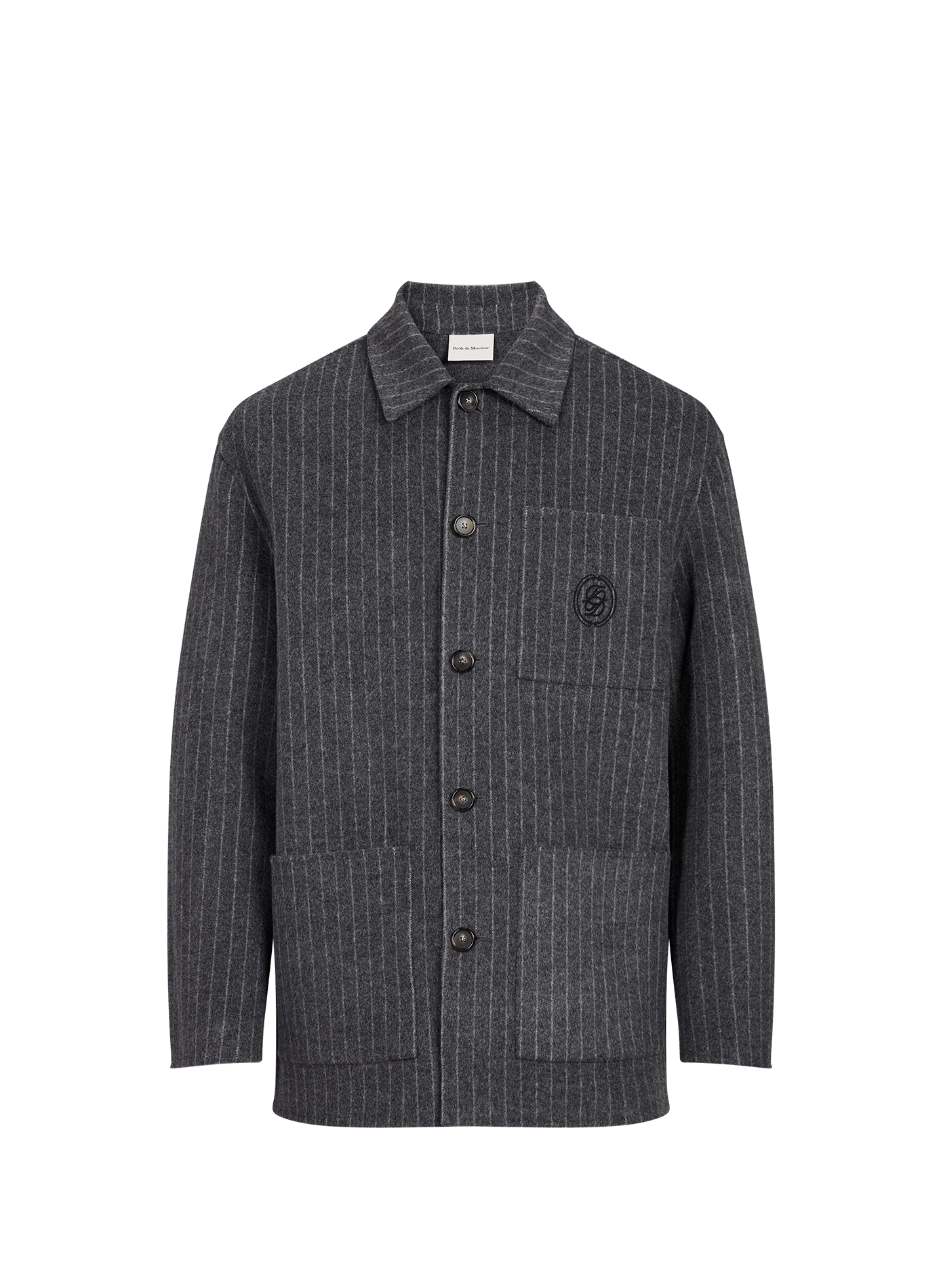 Gerade geschnittene Jacke mit Streifen aus Wollmischung DROLE DE MONSIEUR Grau