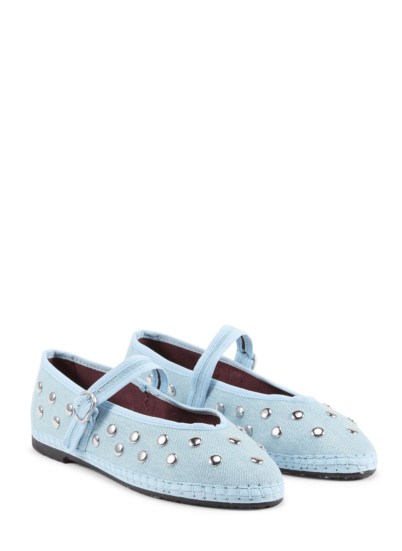 Ballet flats with rhinestones in blended cotton FLABELUS Blue