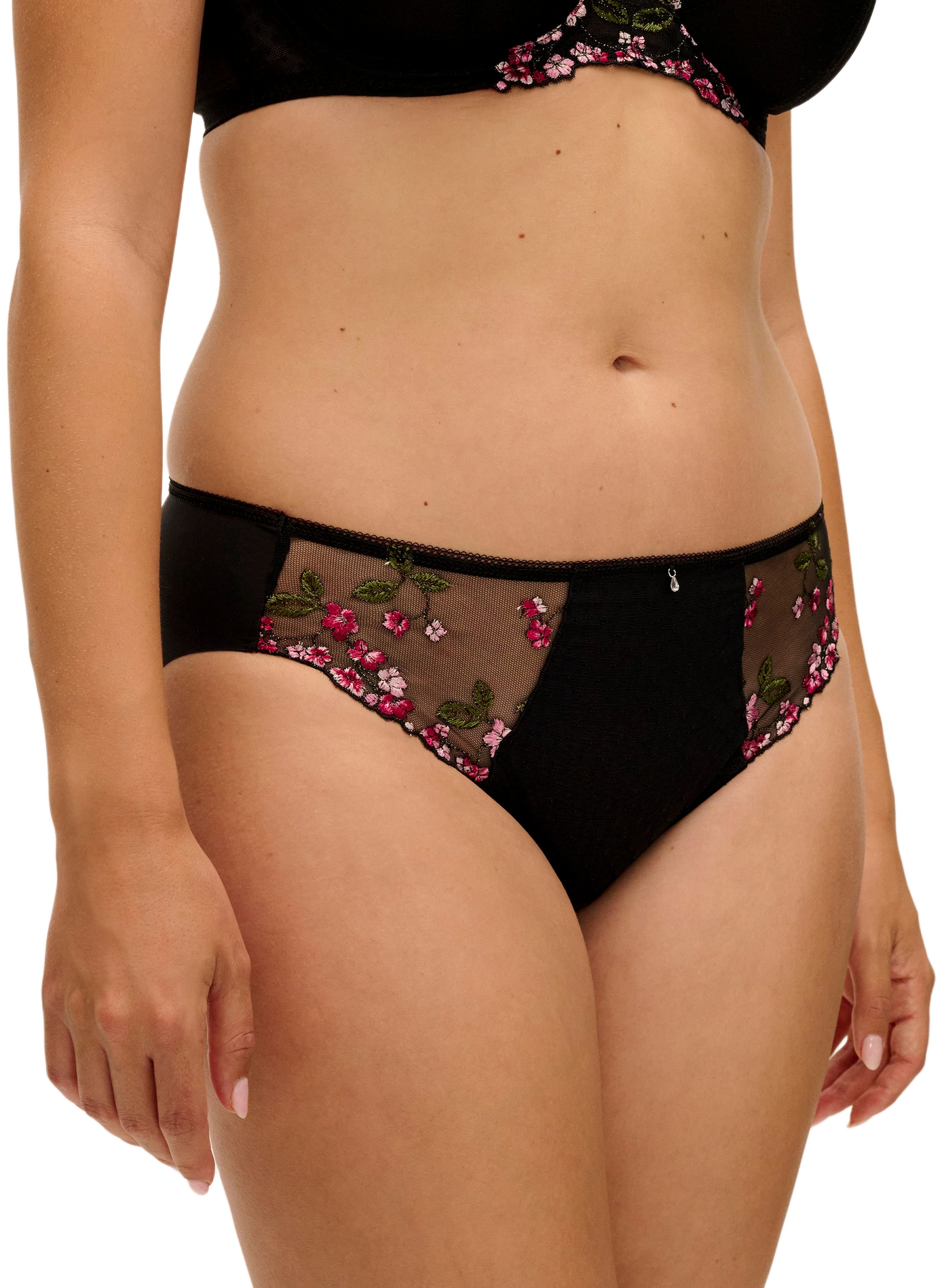 Spitzen-Slip mit Blumenstickerei FREYA Schwarz