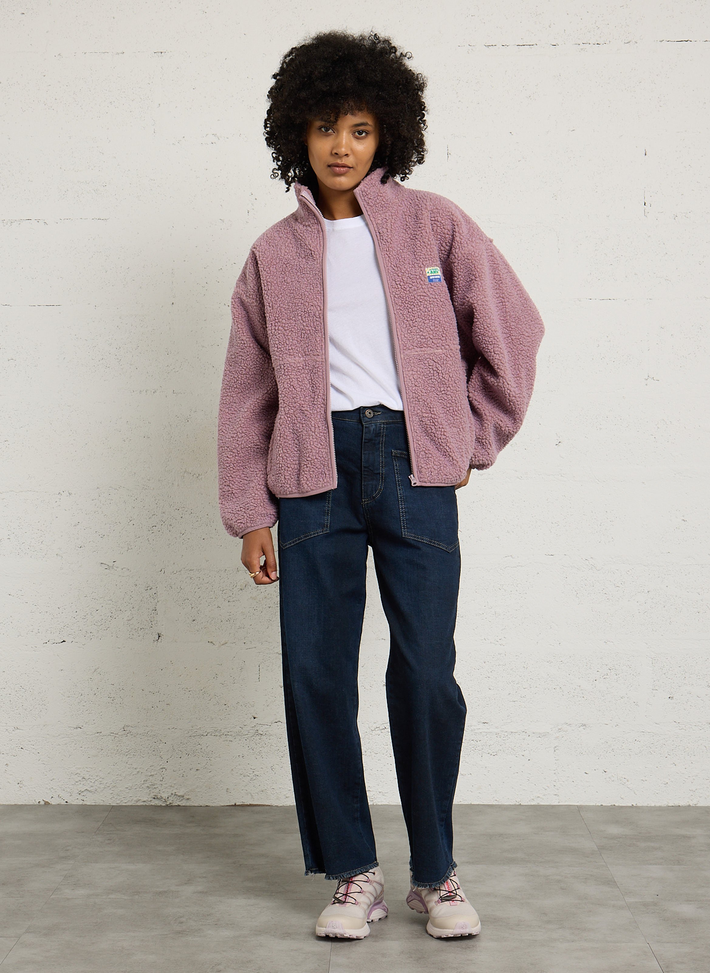 Veste ample zippée à col montant polaire hoktown AMERICAN VINTAGE Rose