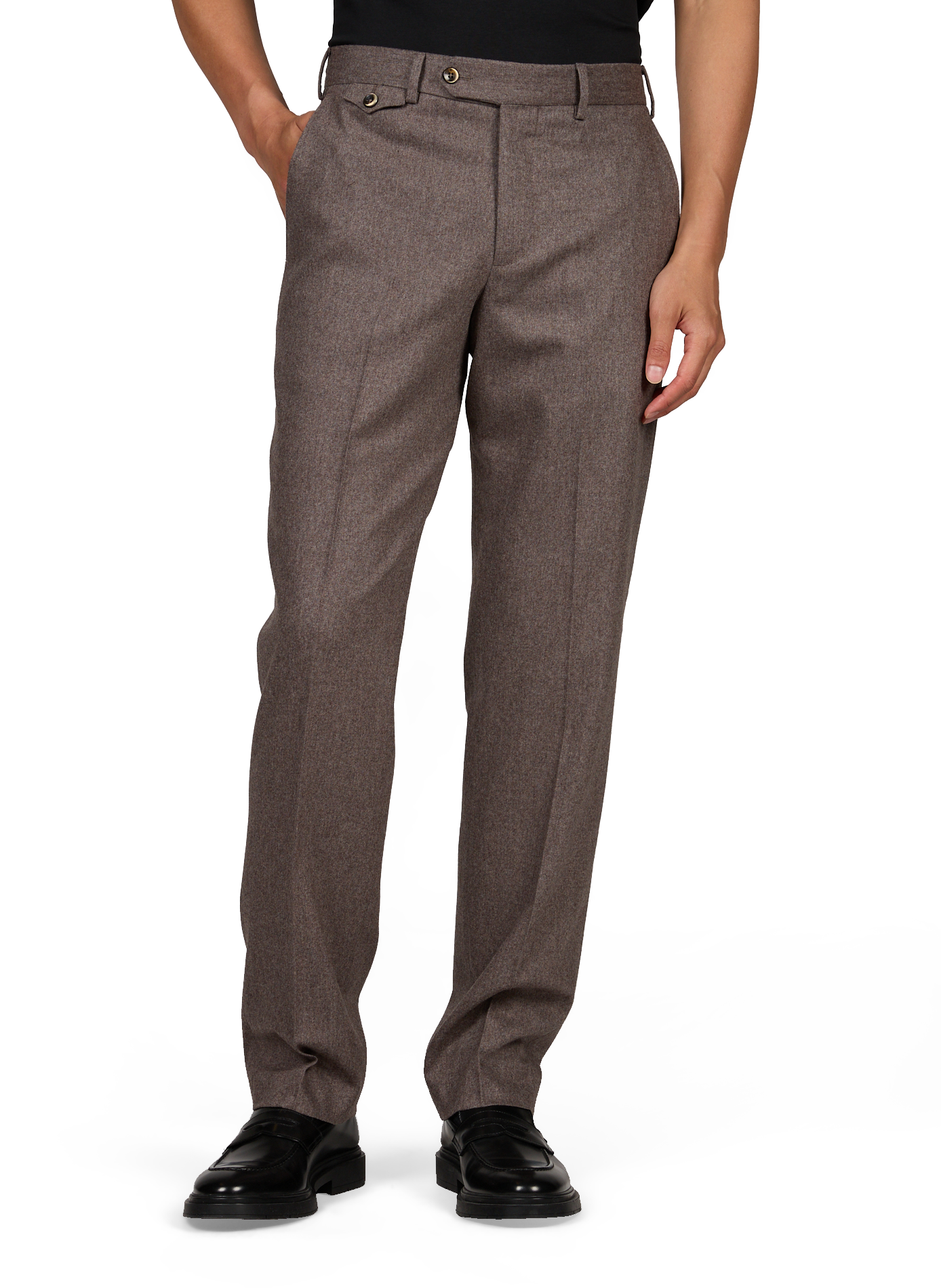 Pantalon à pinces en laine vierge PT01 Marron