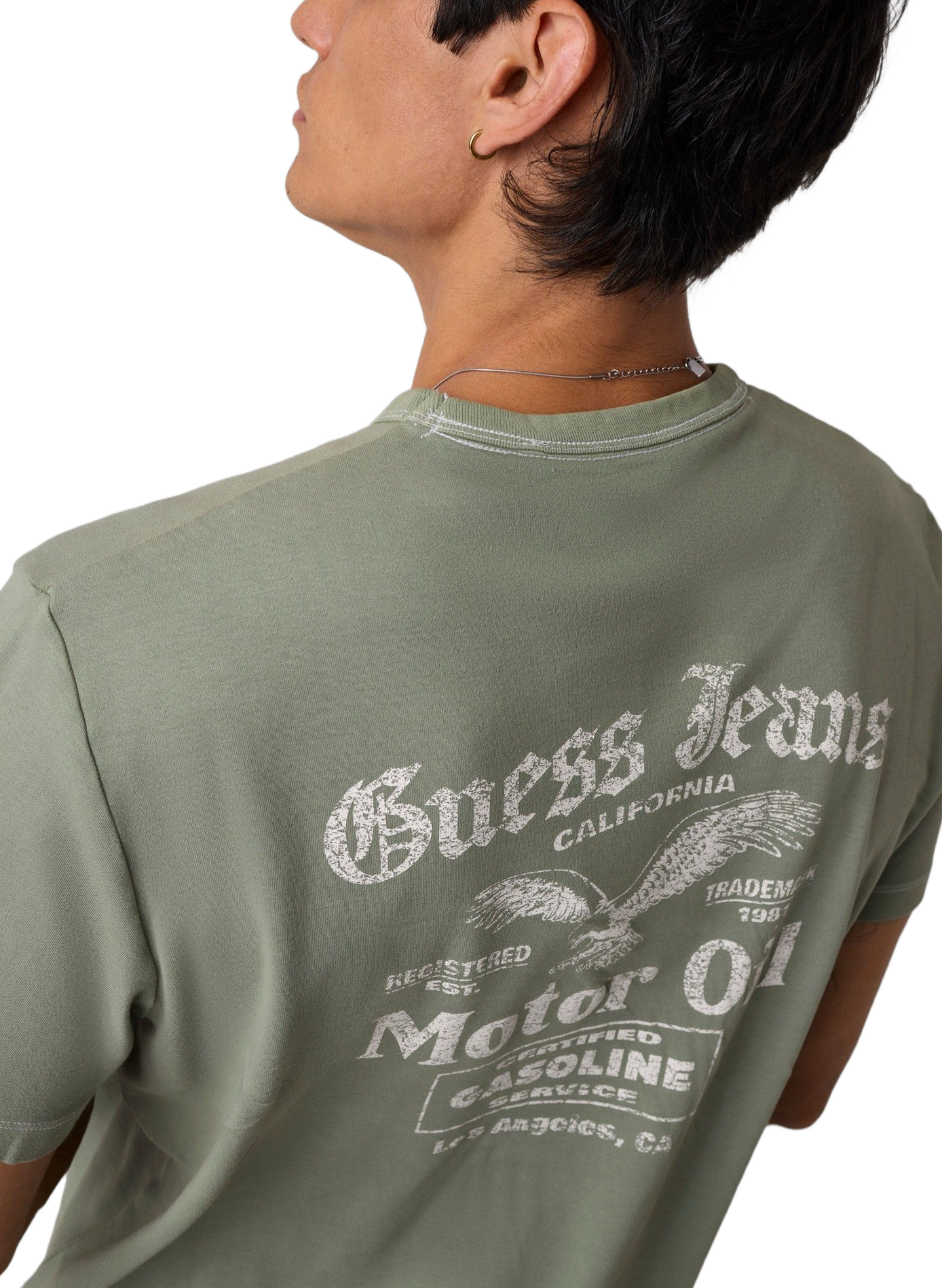 Bedrucktes gerades Baumwoll-T-Shirt GUESS Grun