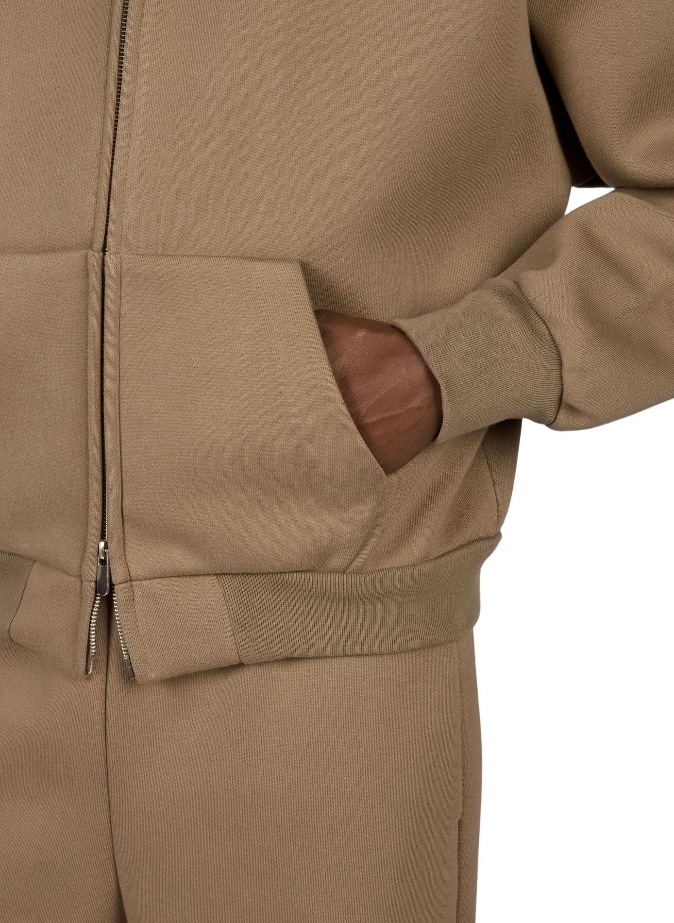Plain oversized zip-up hoodie SEVENTH Brown