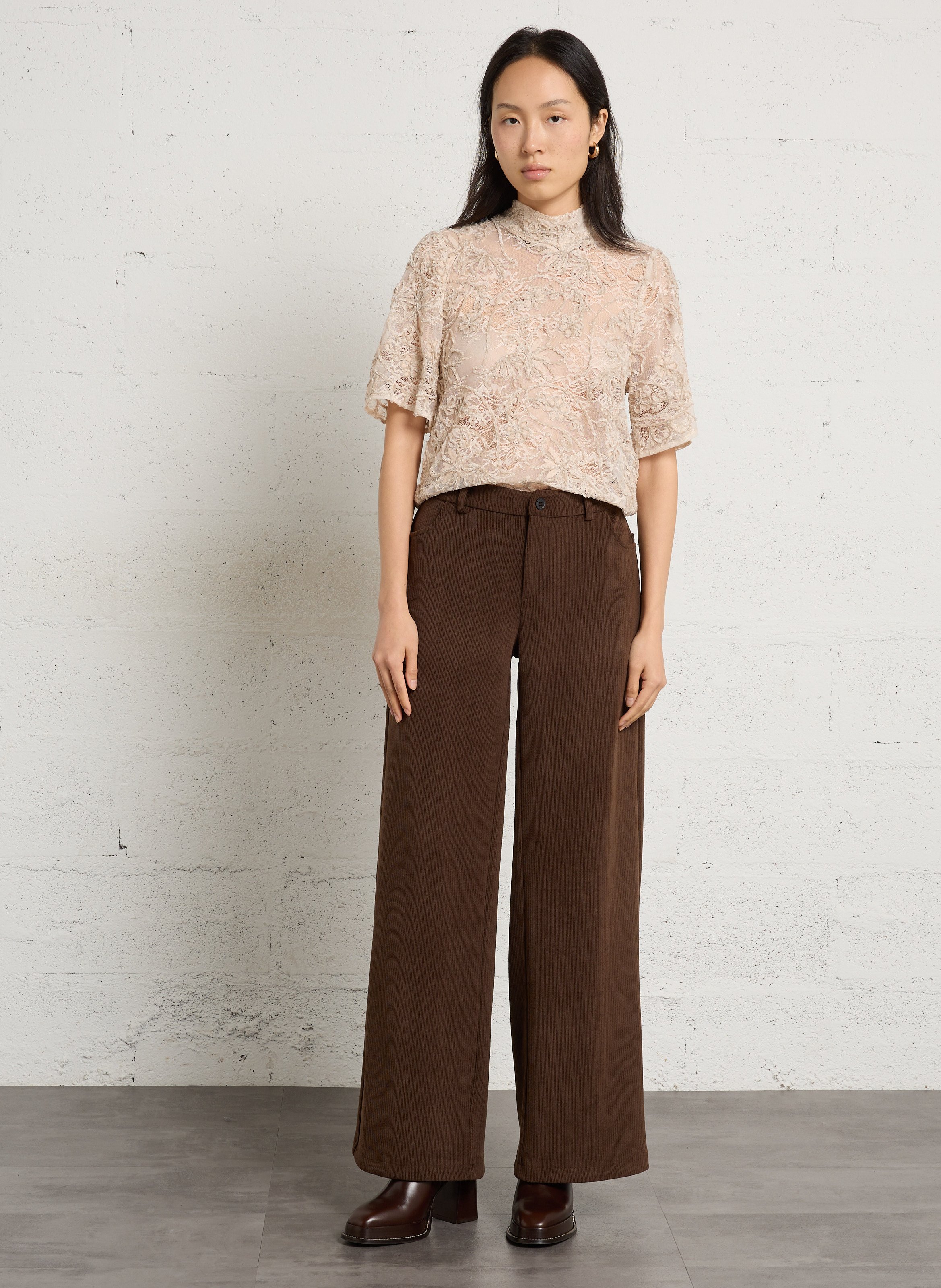 Bottines à plateformes en cuir deva BOBBIES Marron