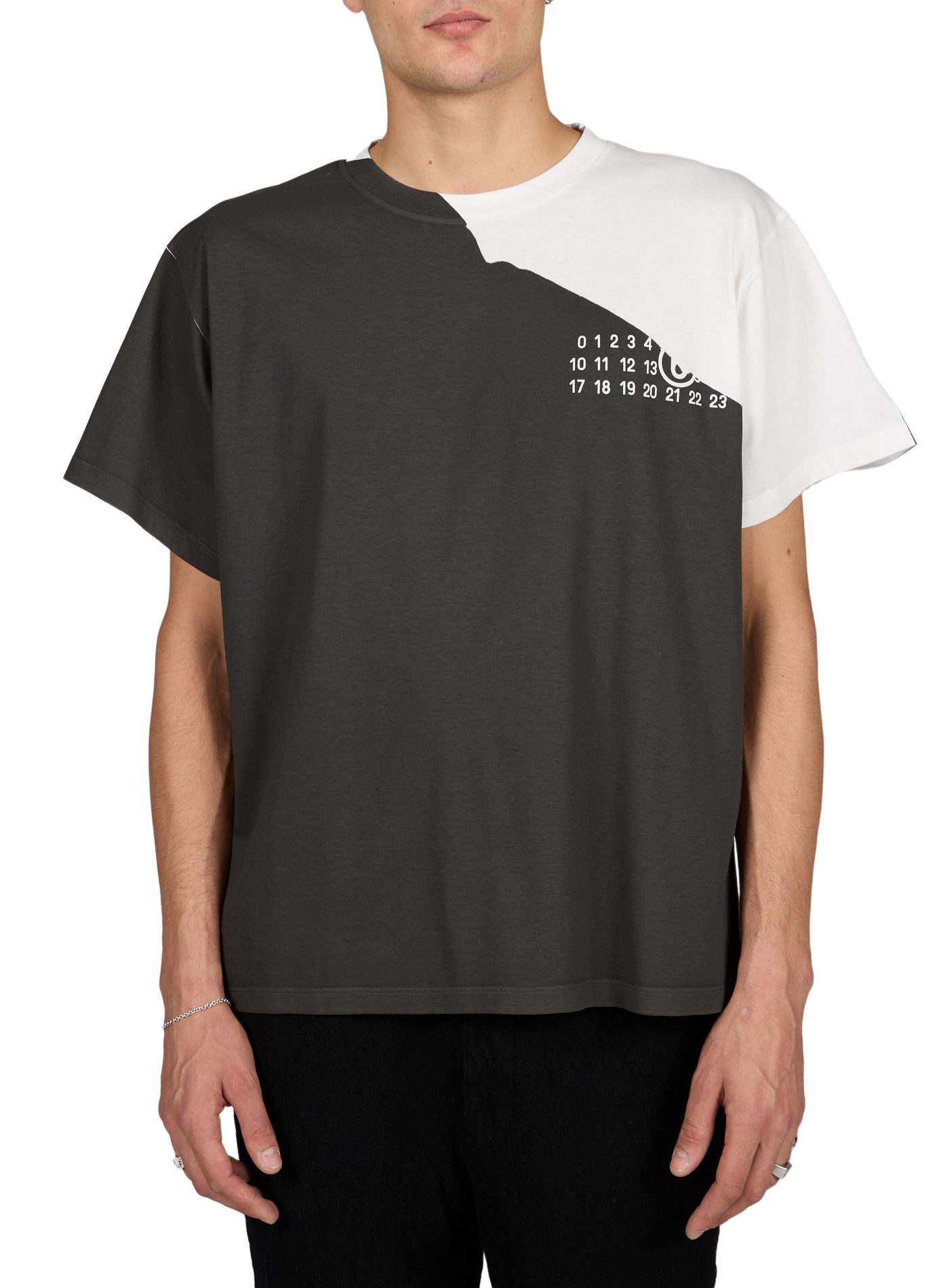 Two-tone crew-neck T-shirt MAISON MARGIELA White