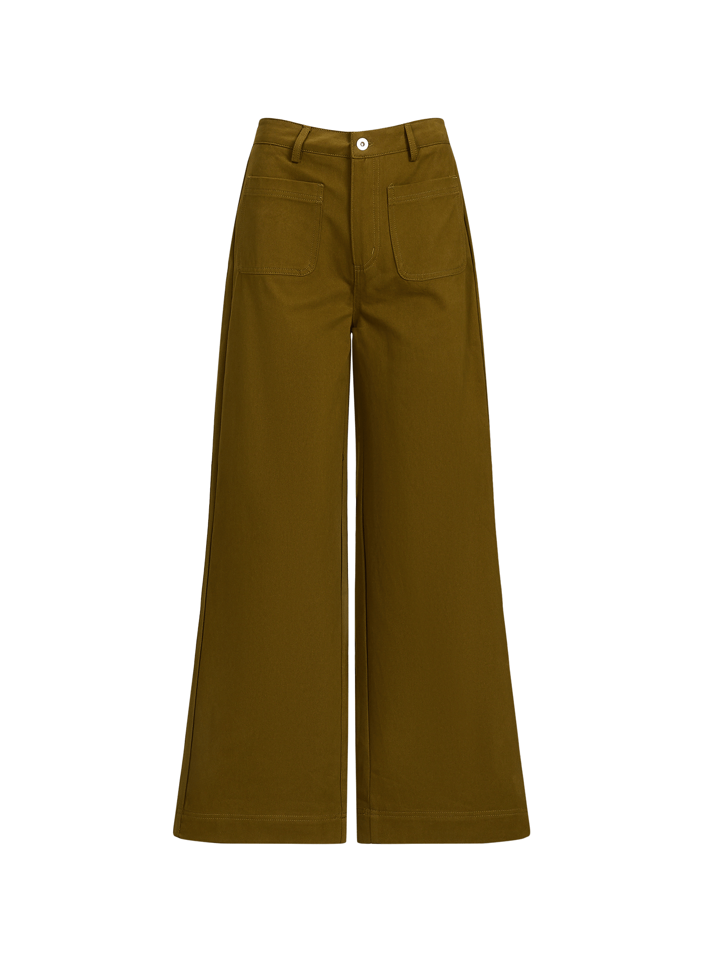 Weite High-Waist Hose in Uni GARANCE Grun