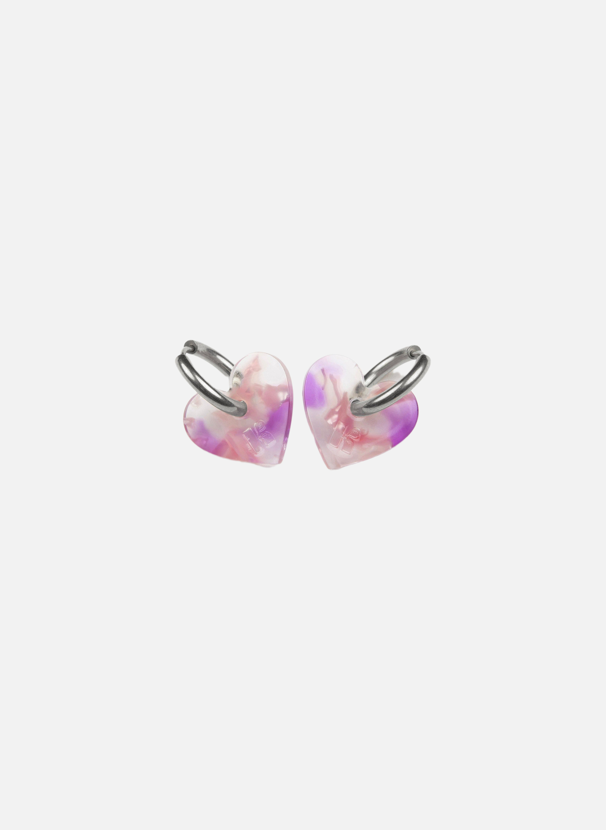 Boucles d'oreilles lova lova avec anneaux en acier inoxydable argenté  Pink
