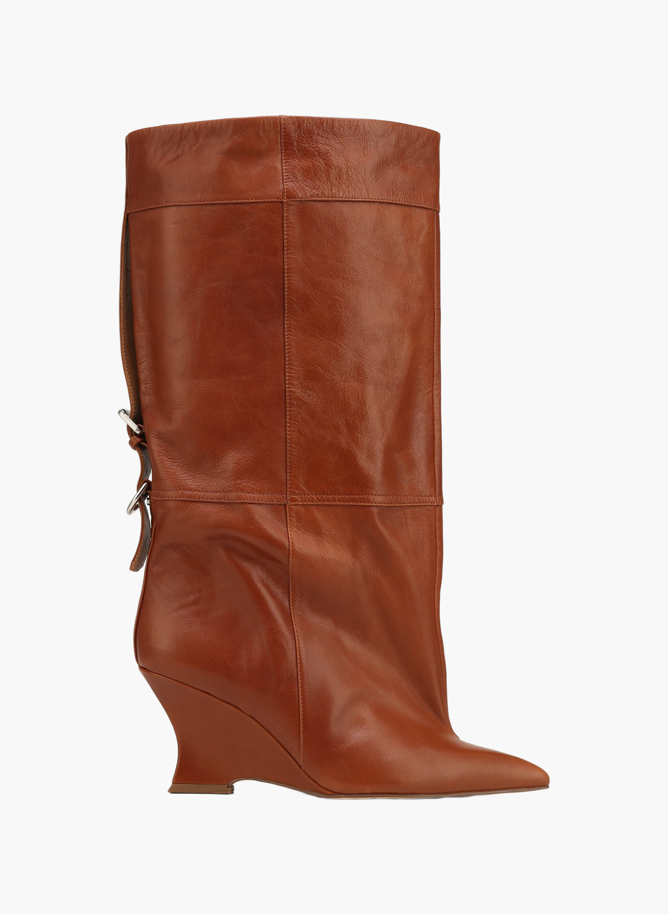 Bottines harness en cuir NAKED WOLFE Marron