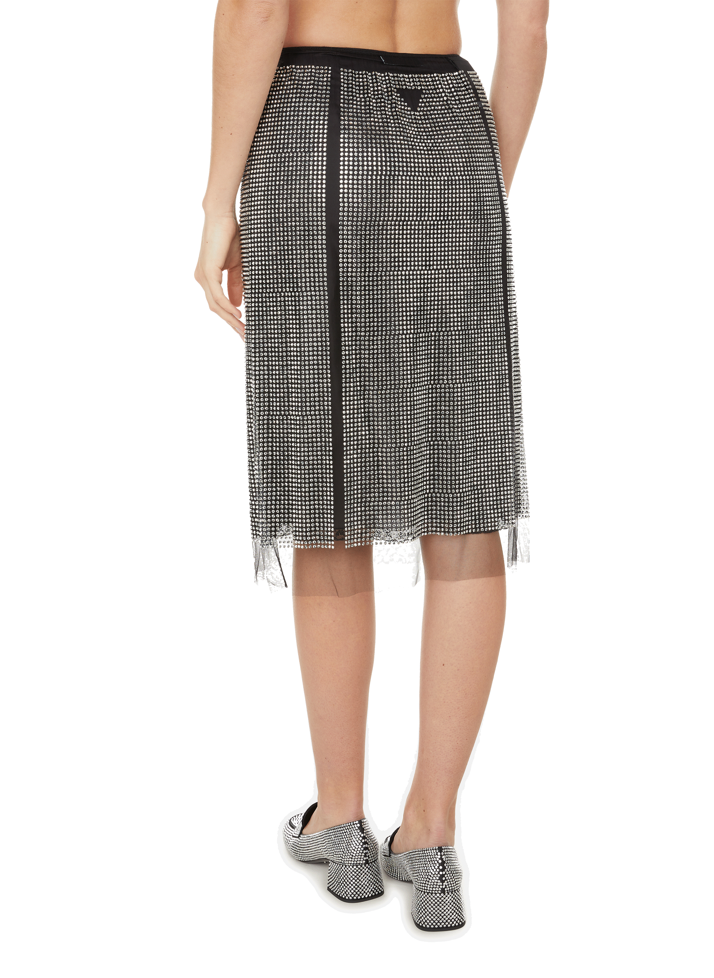 Tulle skirt with rhinestones PRADA Silver