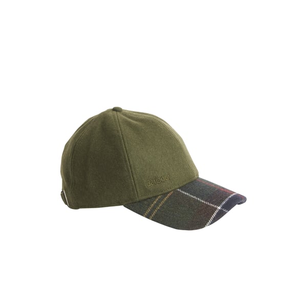 Barbour Roker Plaid Wool Blend Baseball Cap In Forest Green/ Classic