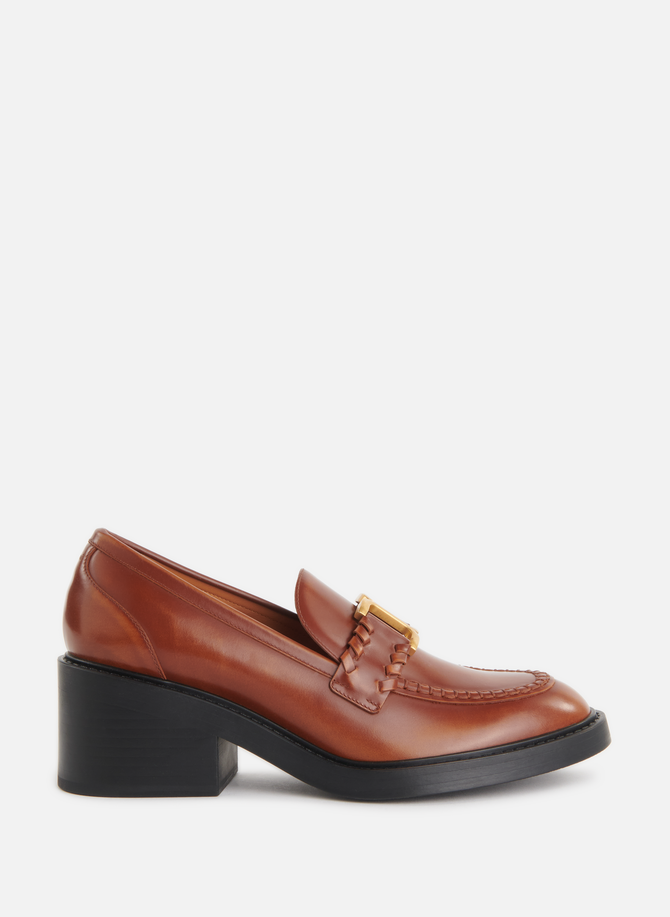 CHLOÉ leather heeled loafers