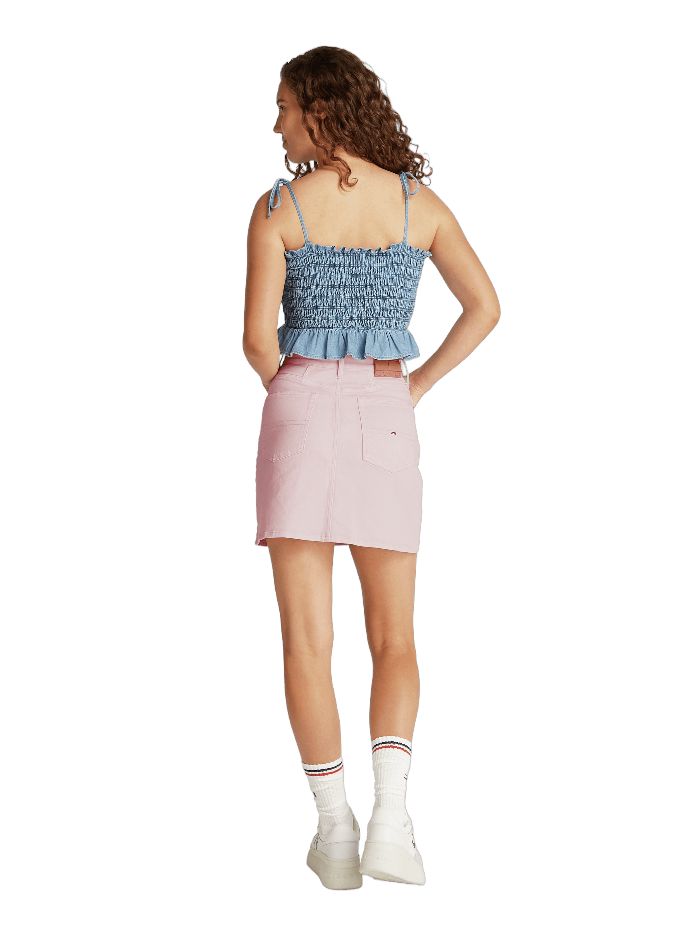 Jupe droite en coton  Rose