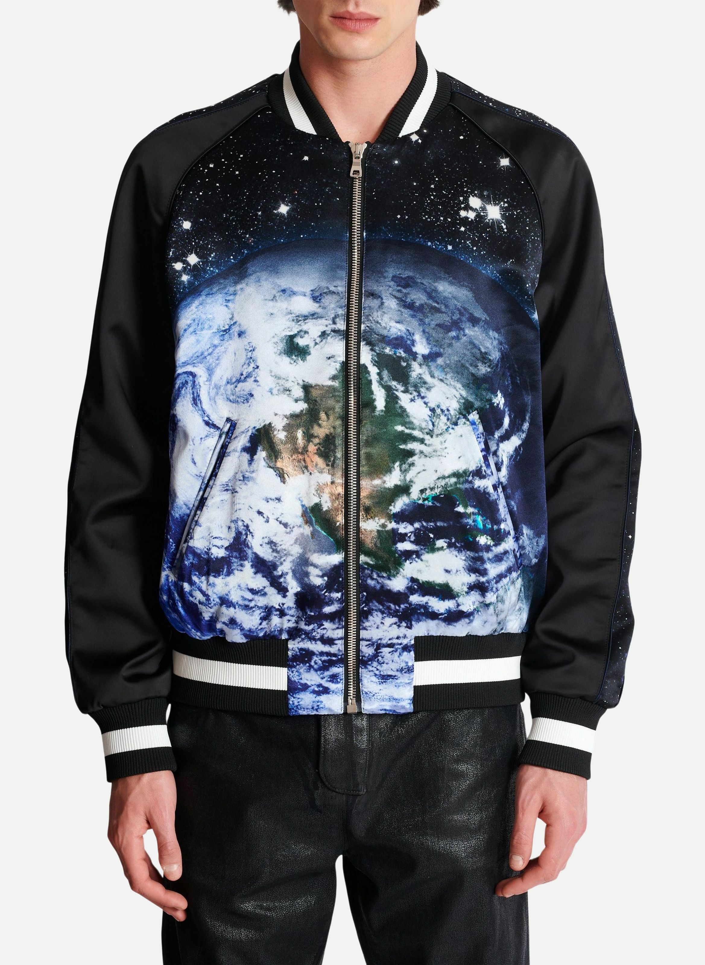 Bomber imprimé motif earth and stars BALMAIN Noir