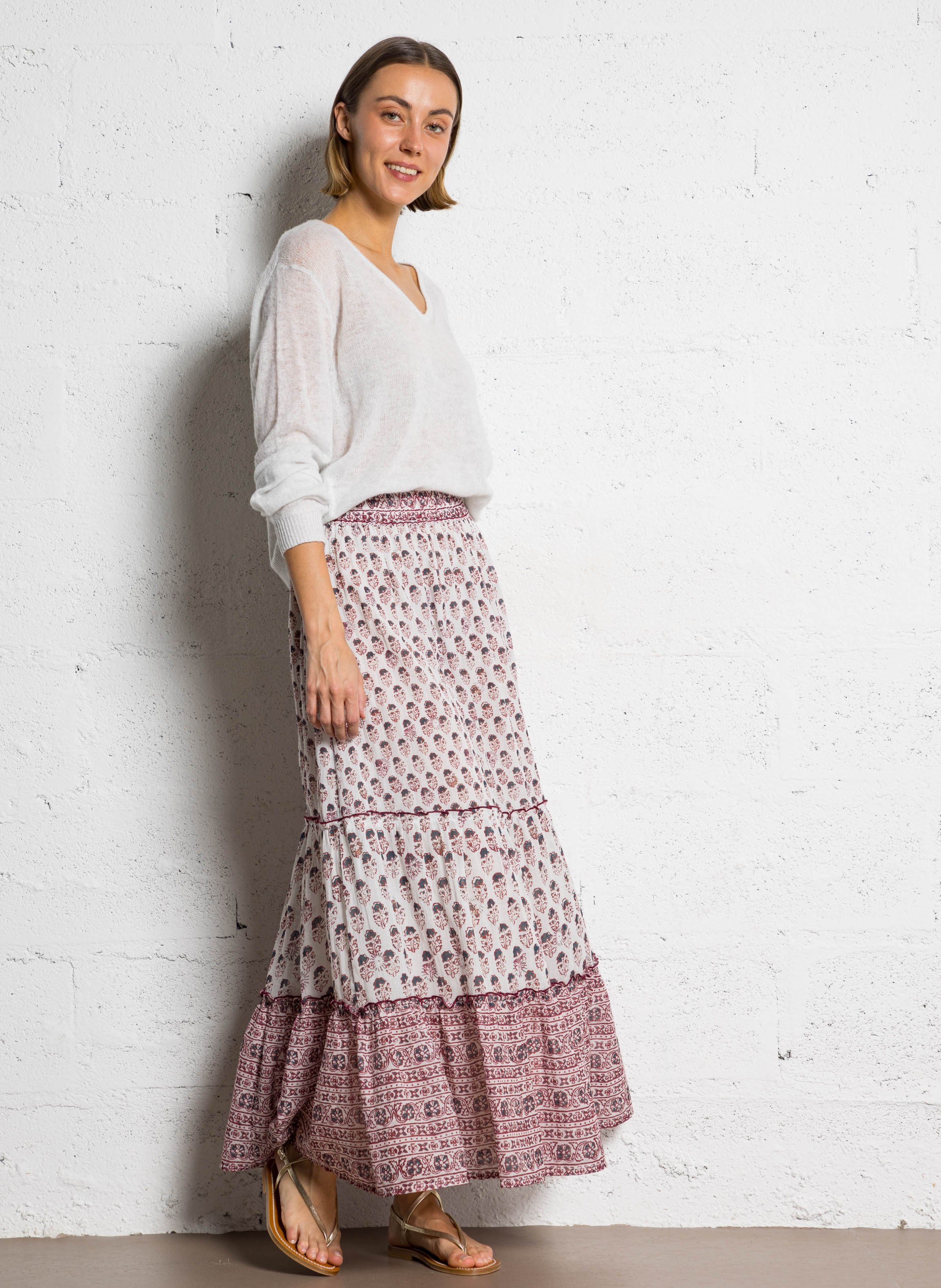 Pull court col v en laine mélangé dumy AMERICAN VINTAGE Gris