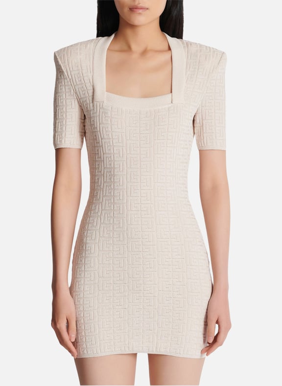 Robe en maille pblabyrinthe Beige by BALMAIN BALMAIN Robe en maille pblabyrinthe Beige