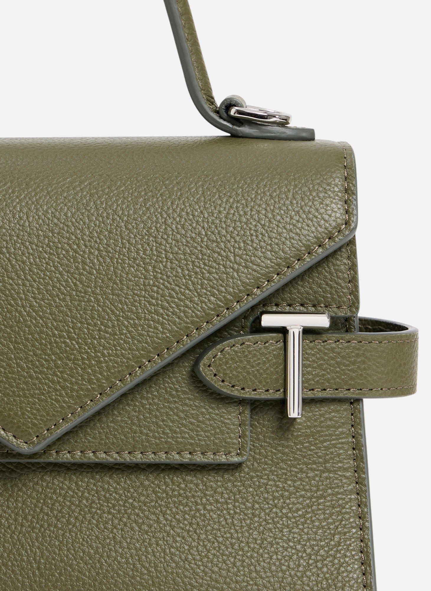 Petit sac à main double rabat emilie en cuir grainé LE TANNEUR Vert