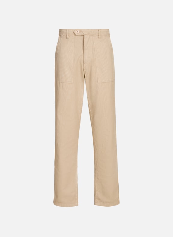 Pantalon cargo droit en coton et lin Beige by GUESS GUESS Pantalon cargo droit en coton et lin Beige