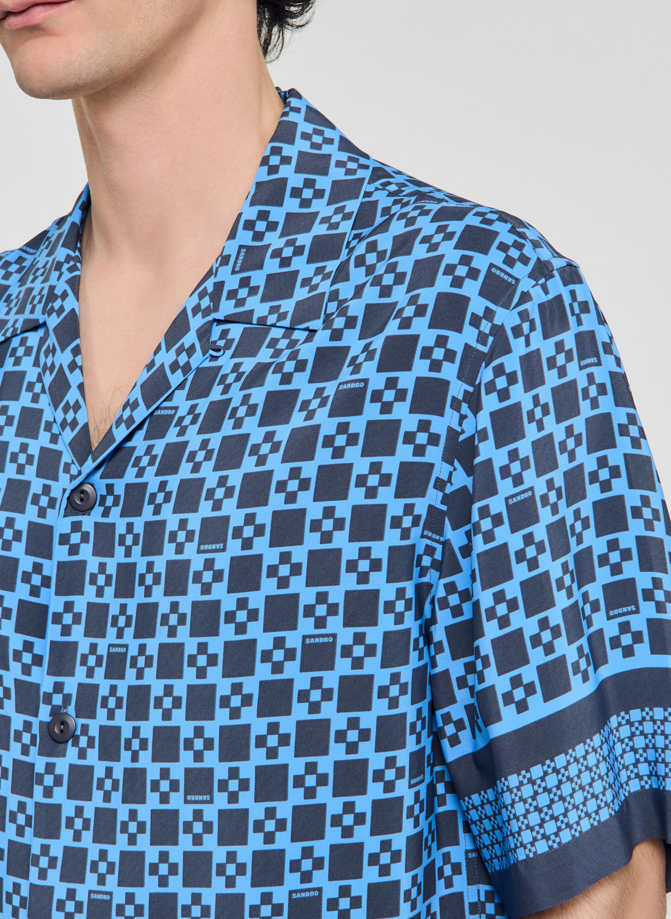 Chemisier droit imprimé SANDRO Bleu