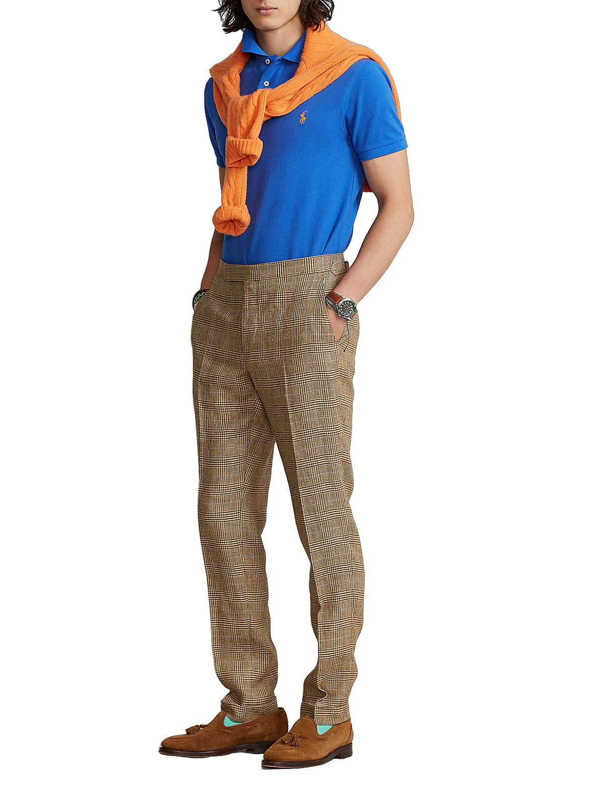 Polo slim en maille piqué de coton POLO RALPH LAUREN Bleu