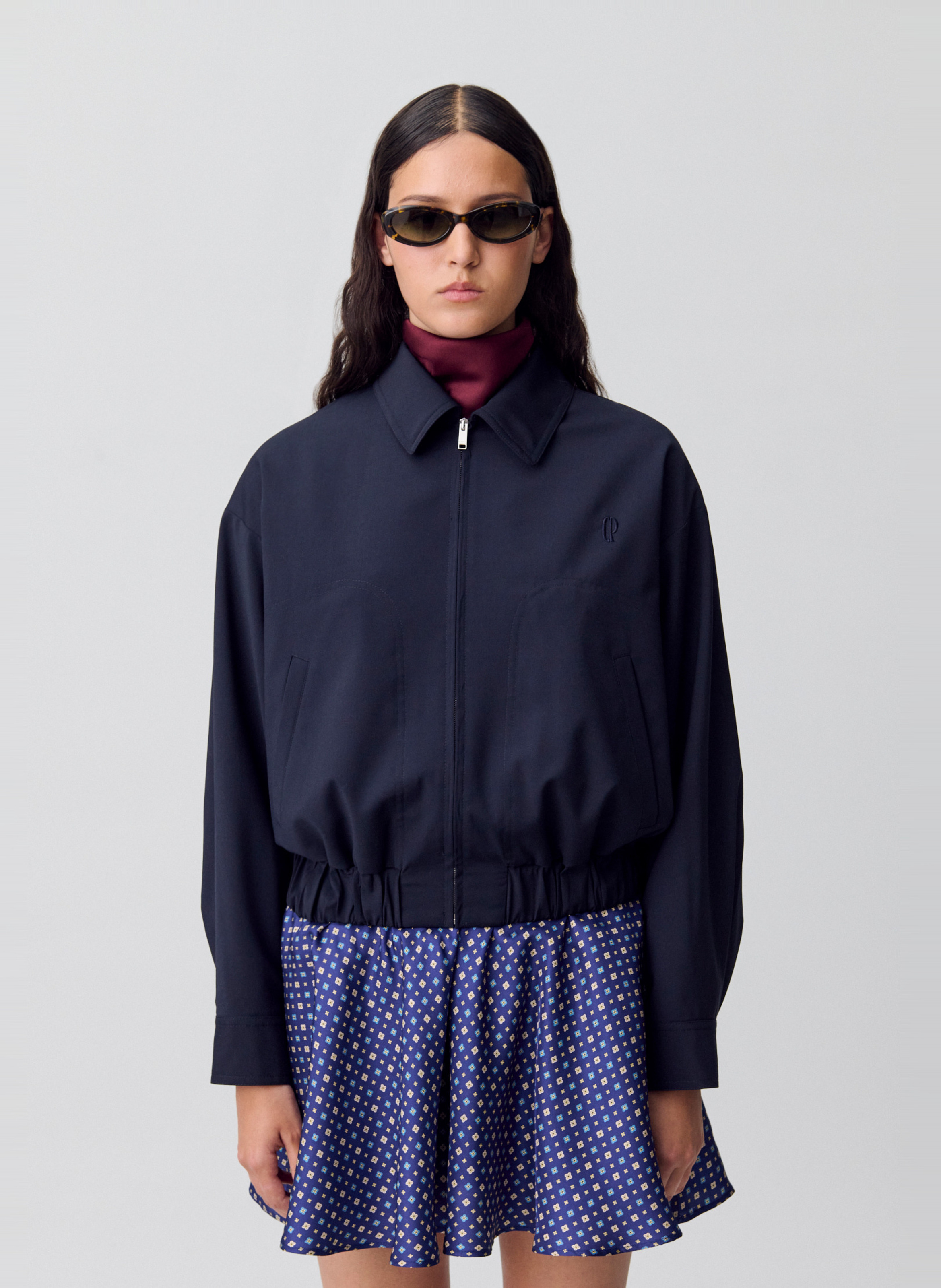 CLAUDIE PIERLOT Veste droite col classique en laine mélangée Bleu