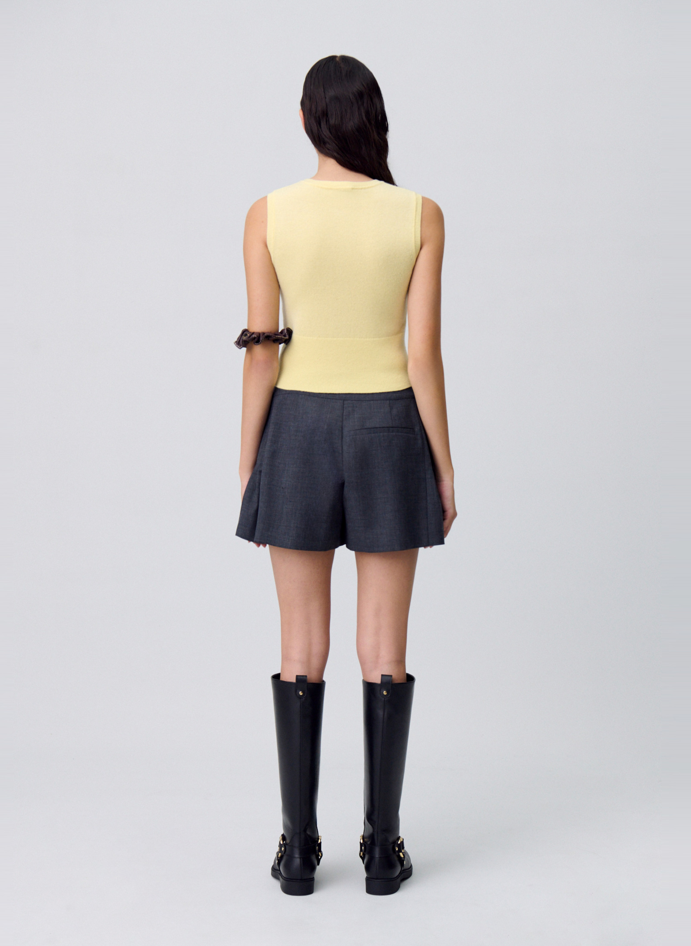 Top ajusté en laine Jaune