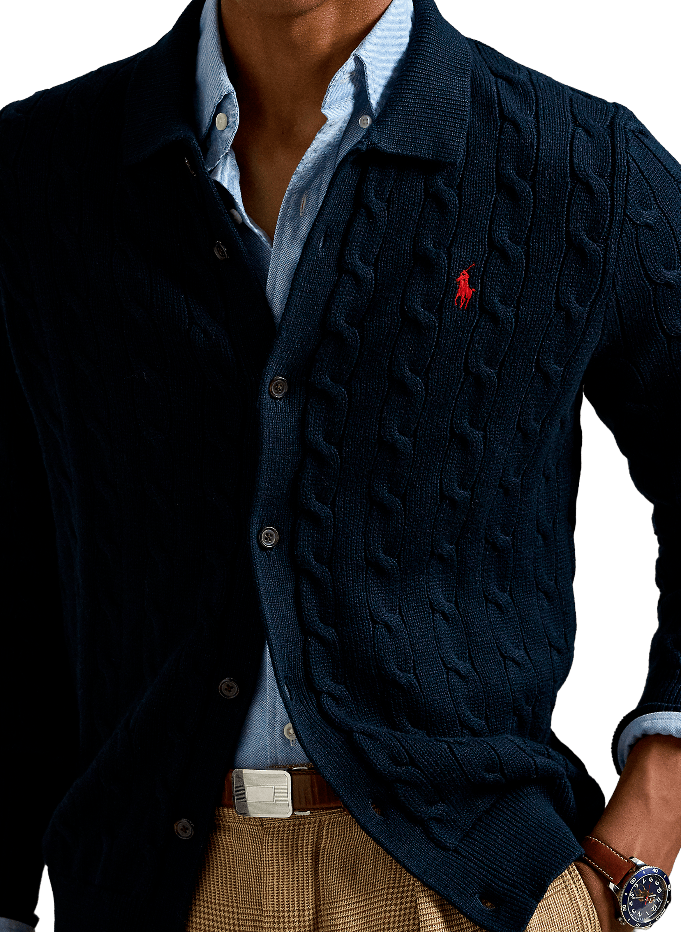 Gilet col classique en coton POLO RALPH LAUREN Bleu