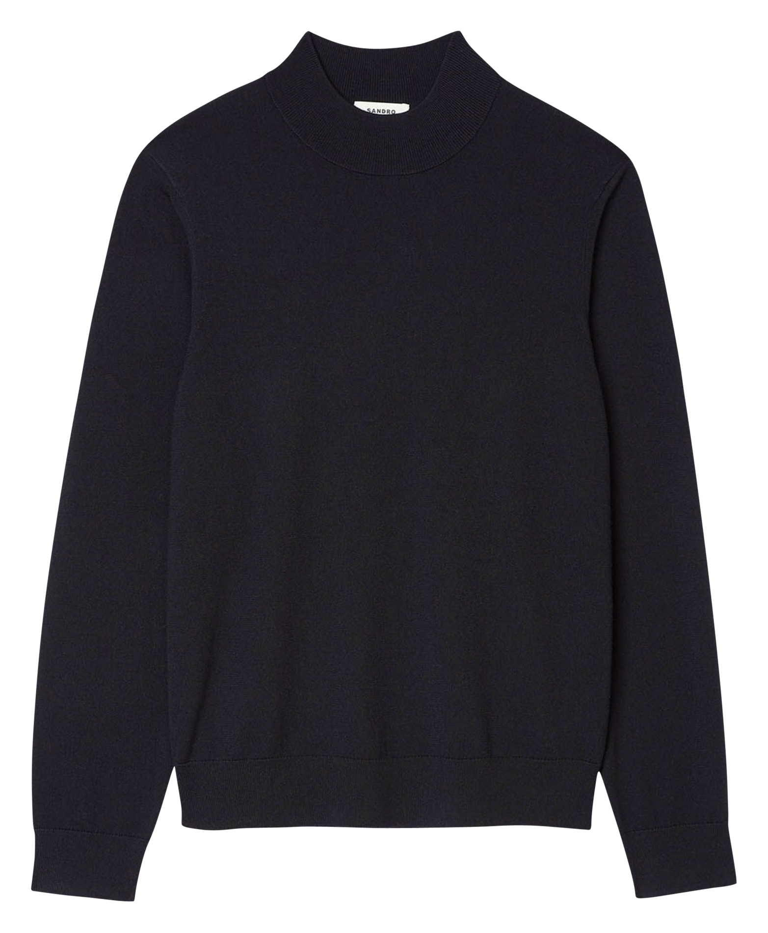 Pull droit manches longues uni en laine SANDRO Bleu