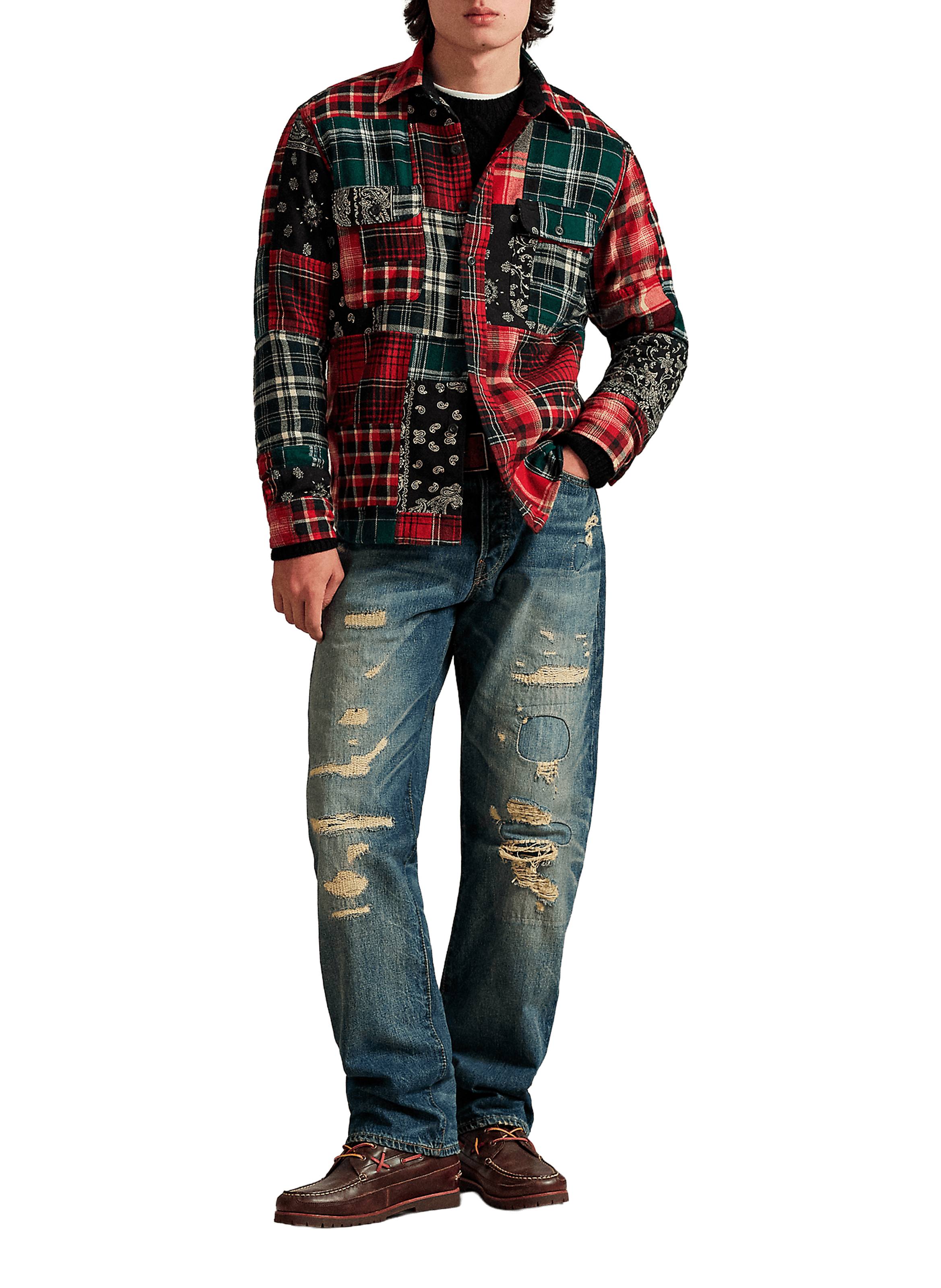 Chemise col classique manches contrastantes en coton POLO RALPH LAUREN Multicolour