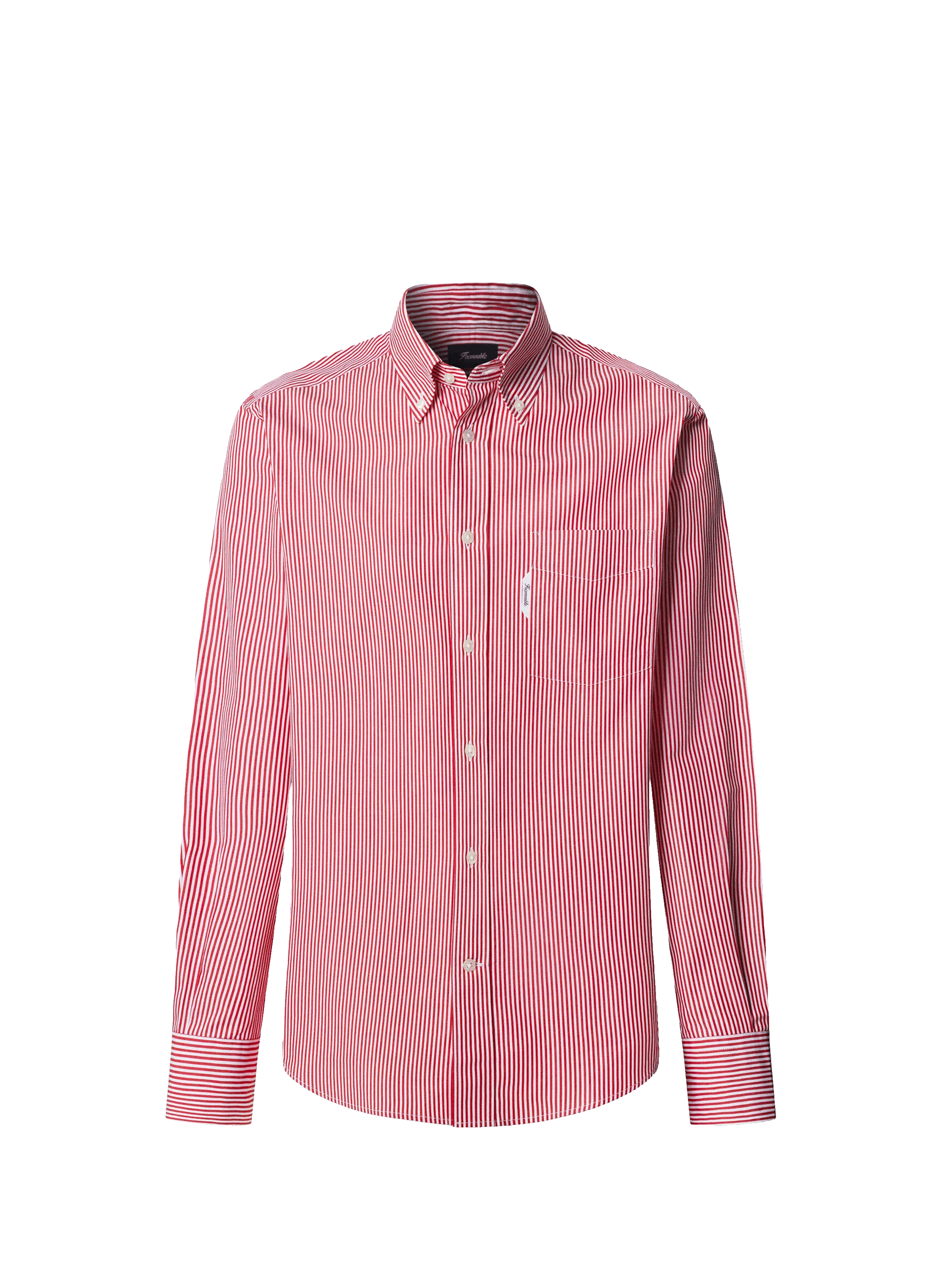 Chemise col américain à rayures en coton FACONNABLE Rouge