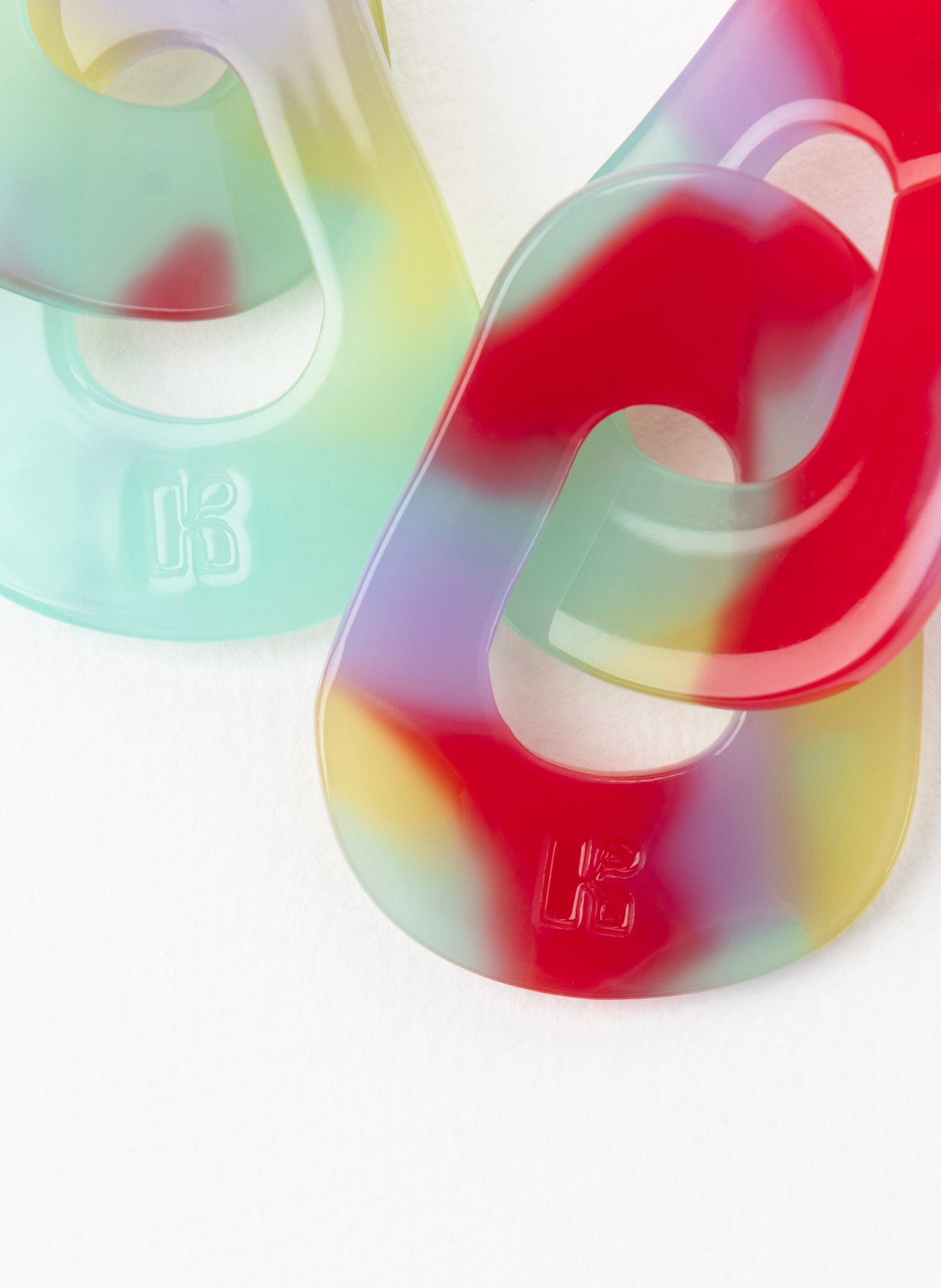 Boucles d'oreilles maillons en acétate de cellulose KURAGE GINZA Multicolore