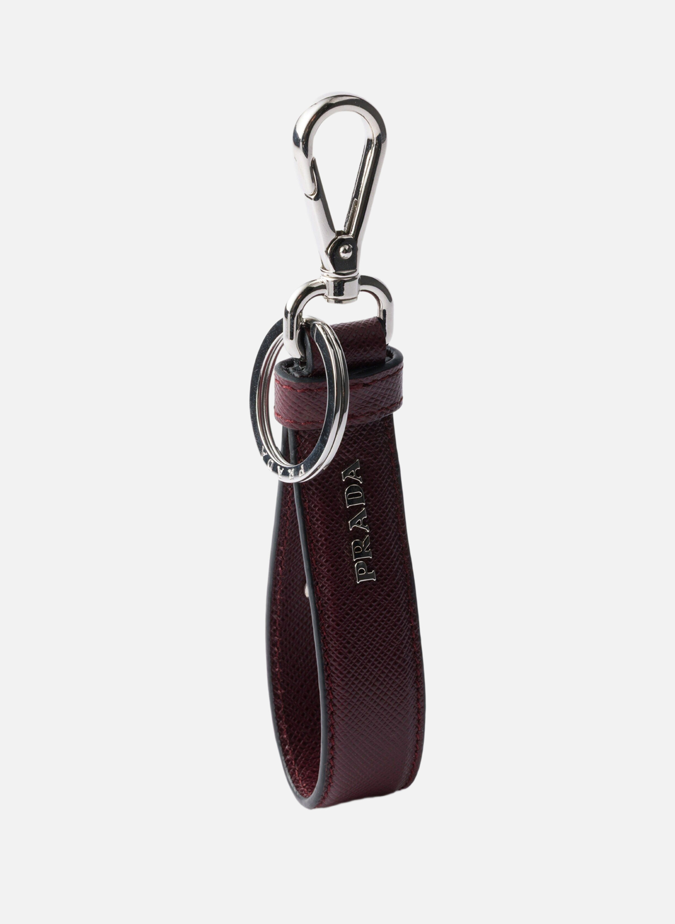Porte-clés en cuir saffiano PRADA Rouge