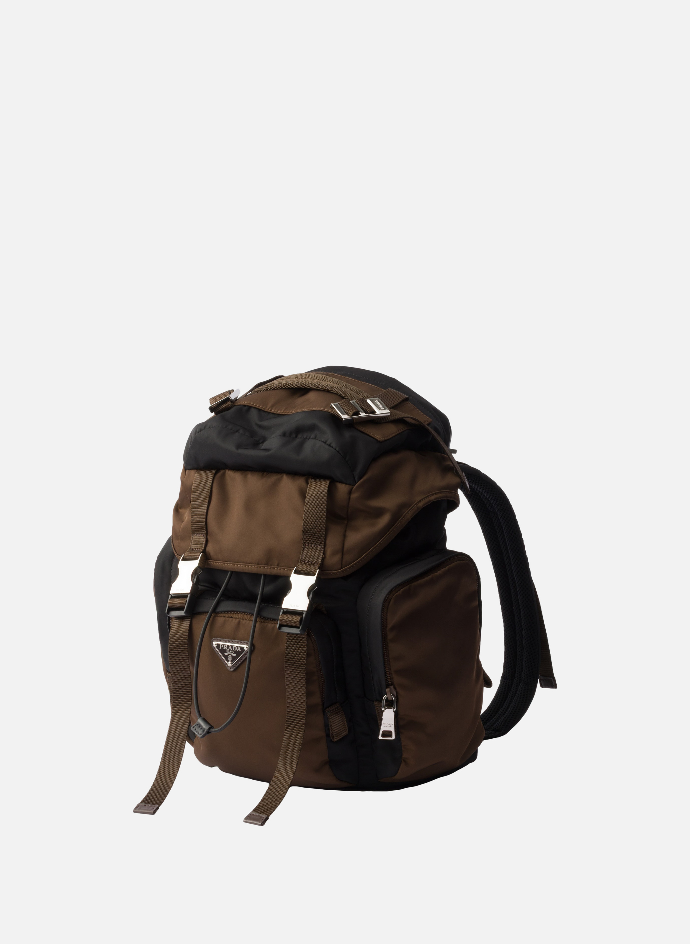 Sac à dos en re-nylon et cuir saffiano PRADA Noir