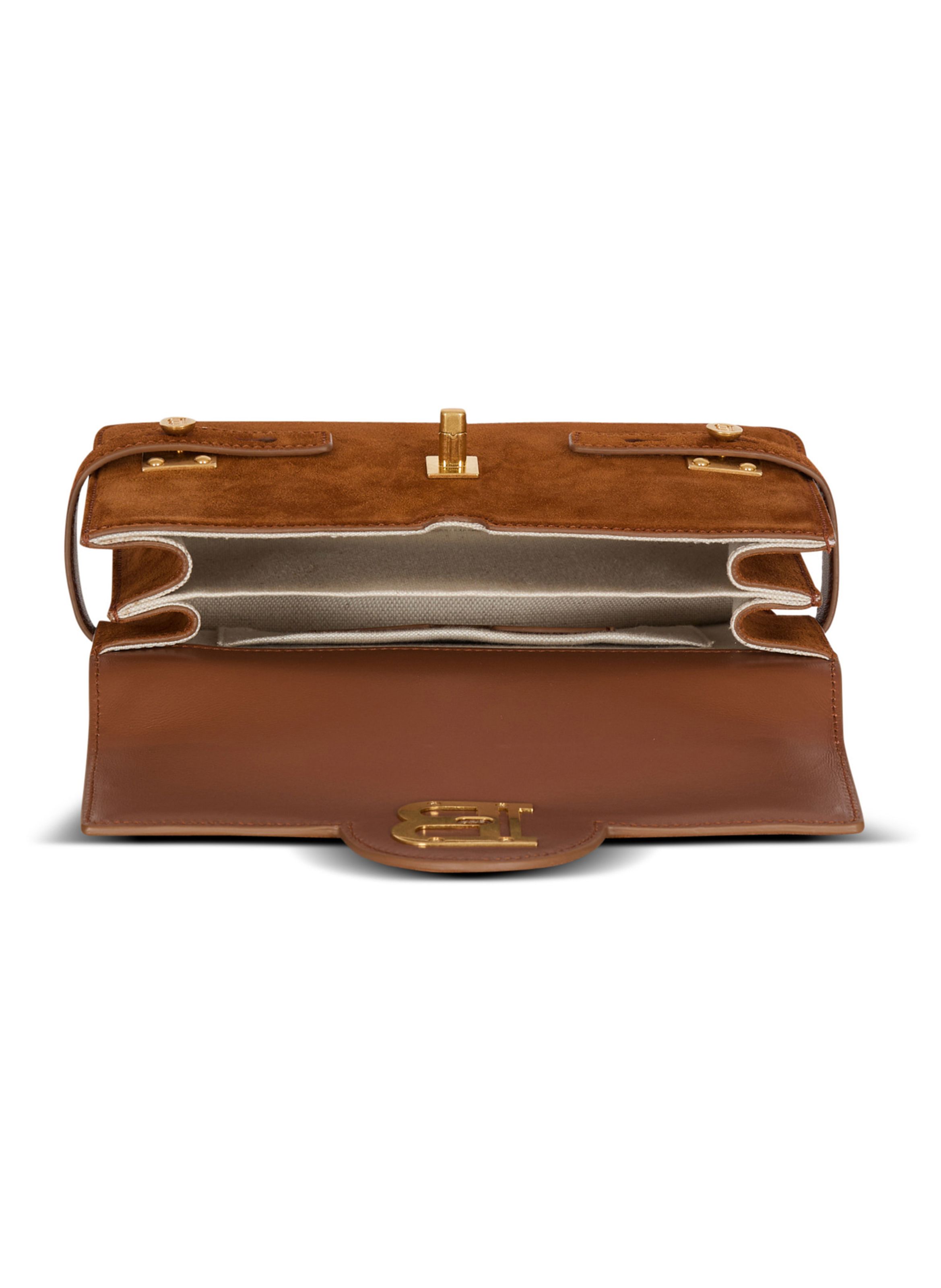 Sac b-buzz shoulder 24 en daim BALMAIN Marron