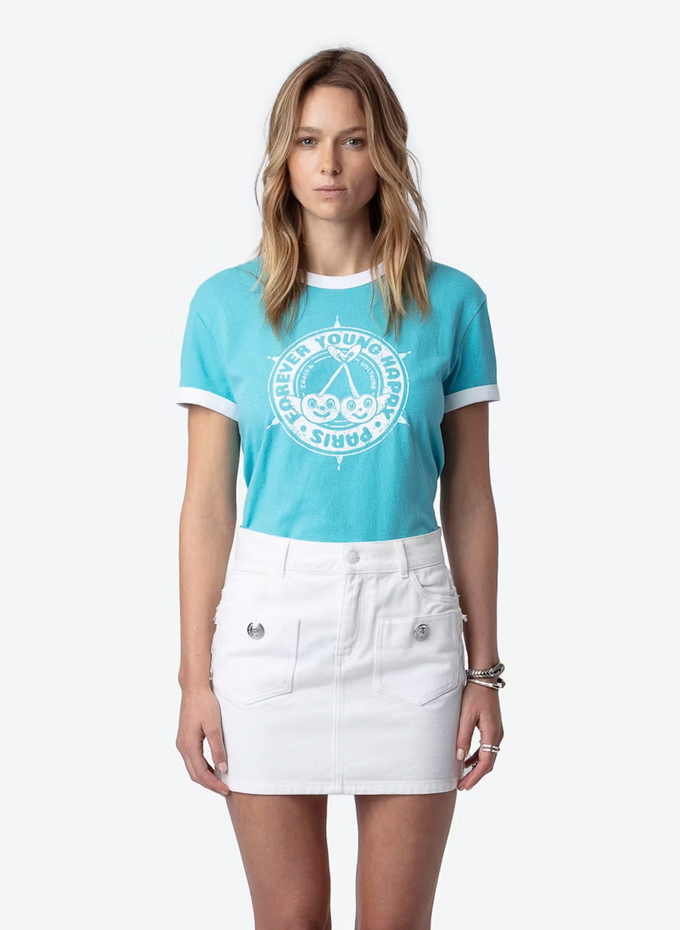 Tee-shirt col rond blason en coton bio walk ZADIG&VOLTAIRE Bleu