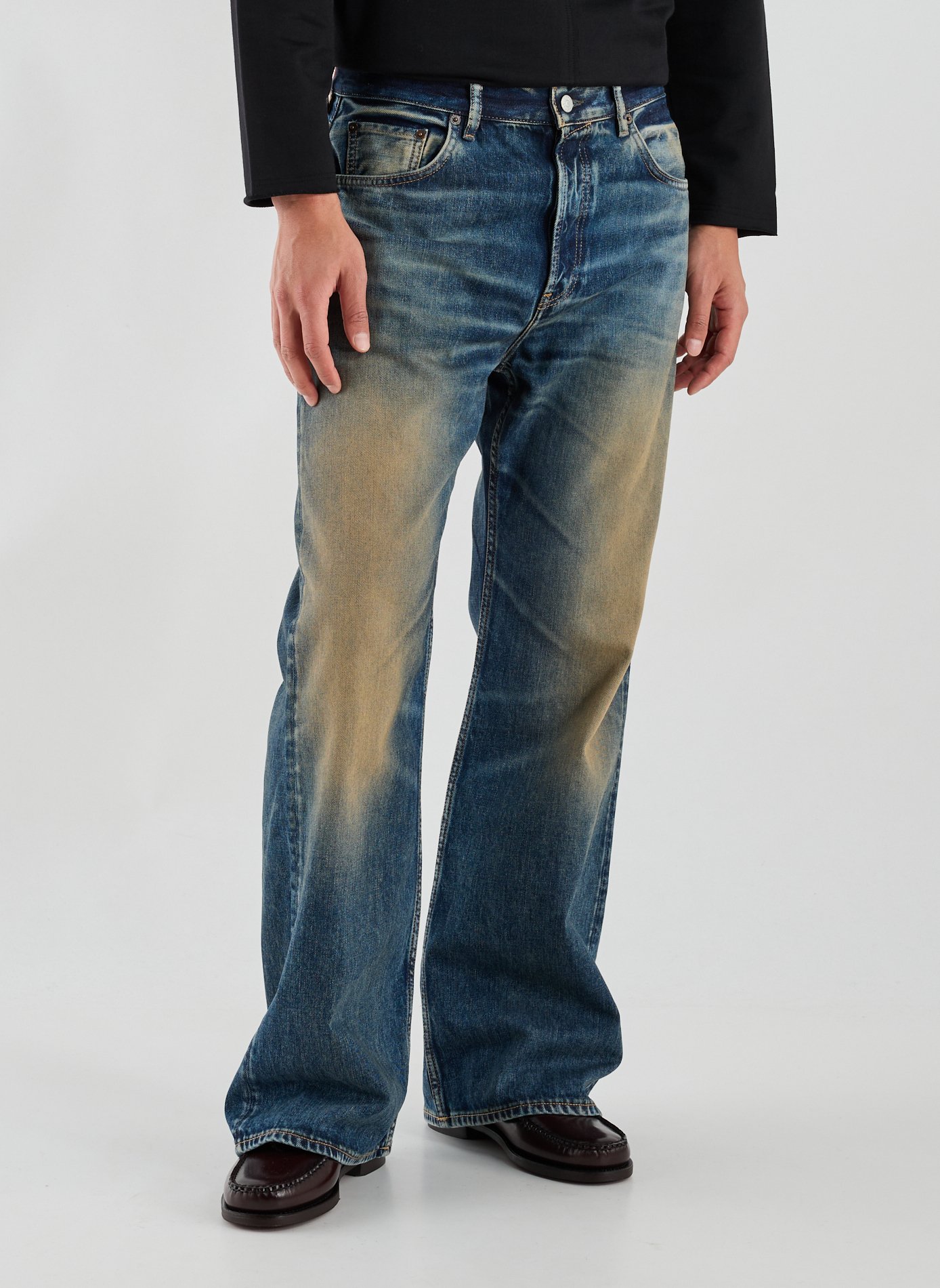 ACNE STUDIOS Jean droit délavé en coton Bleu