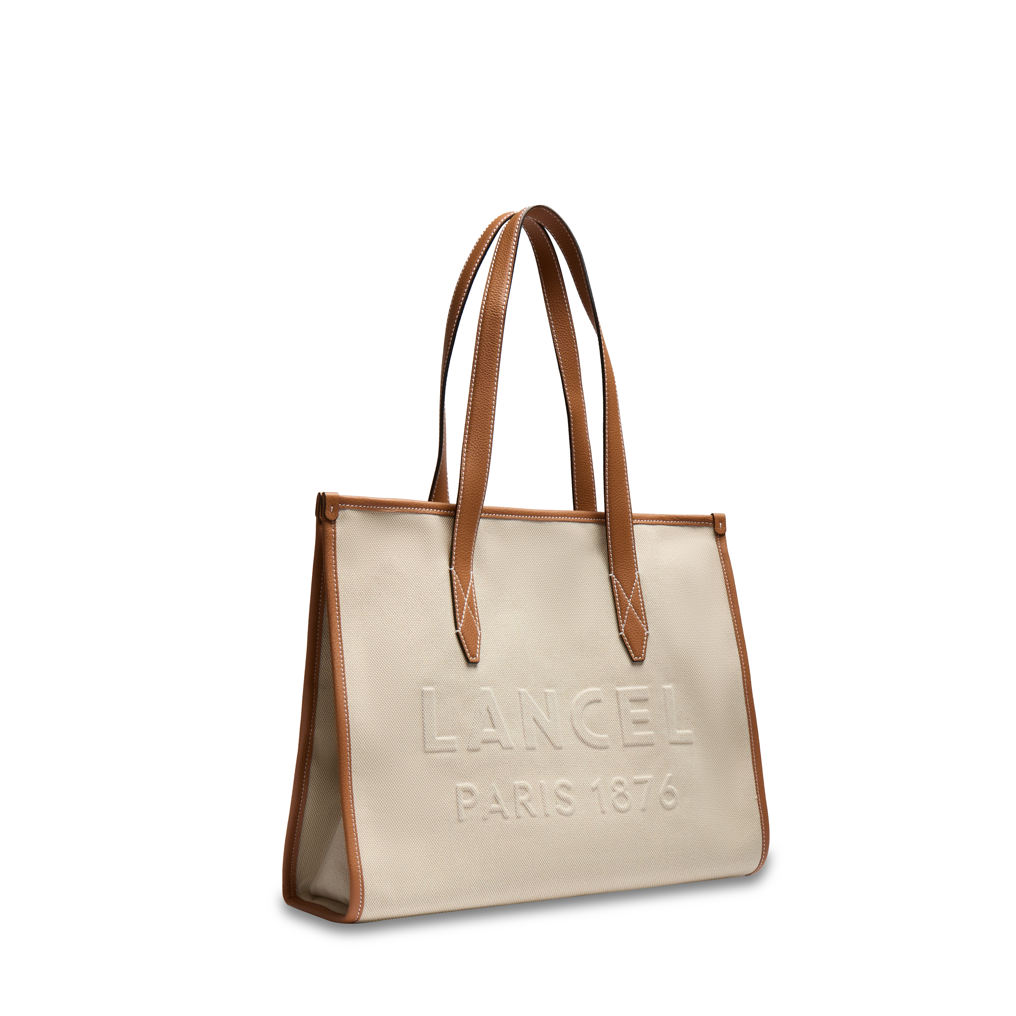 Sac cabas zippé l jour de lancel en coton LANCEL Marron